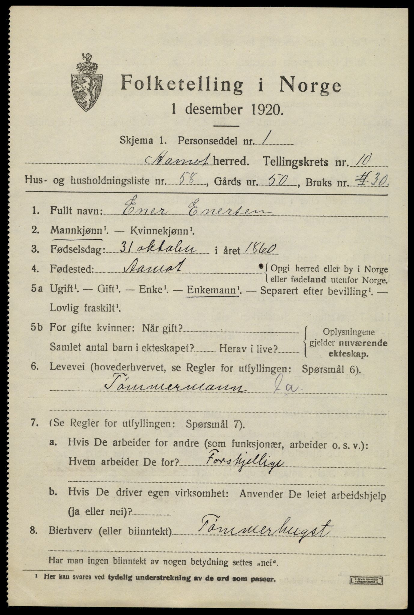 SAH, 1920 census for Åmot, 1920, p. 9383