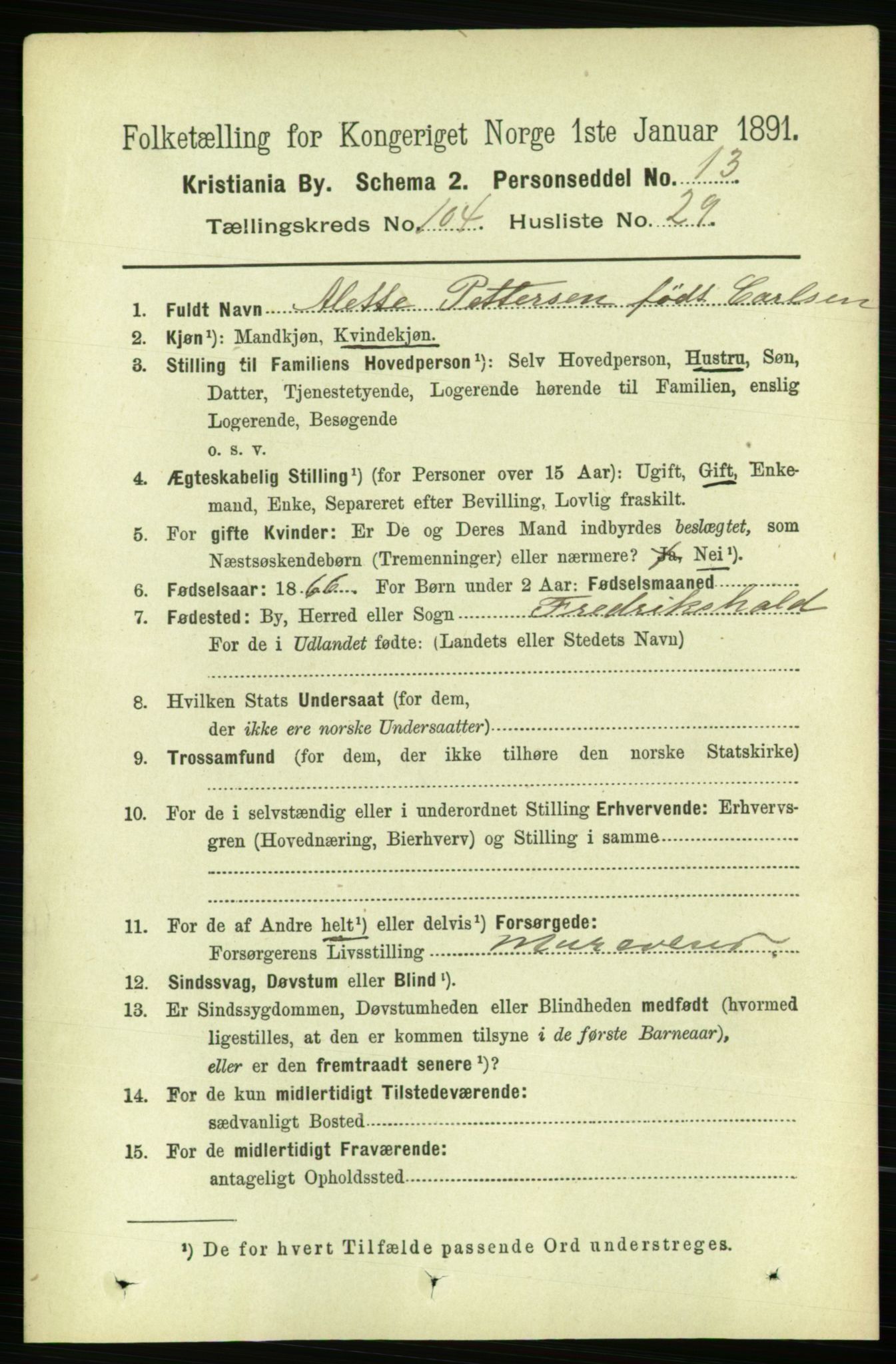 RA, 1891 census for 0301 Kristiania, 1891, p. 52782