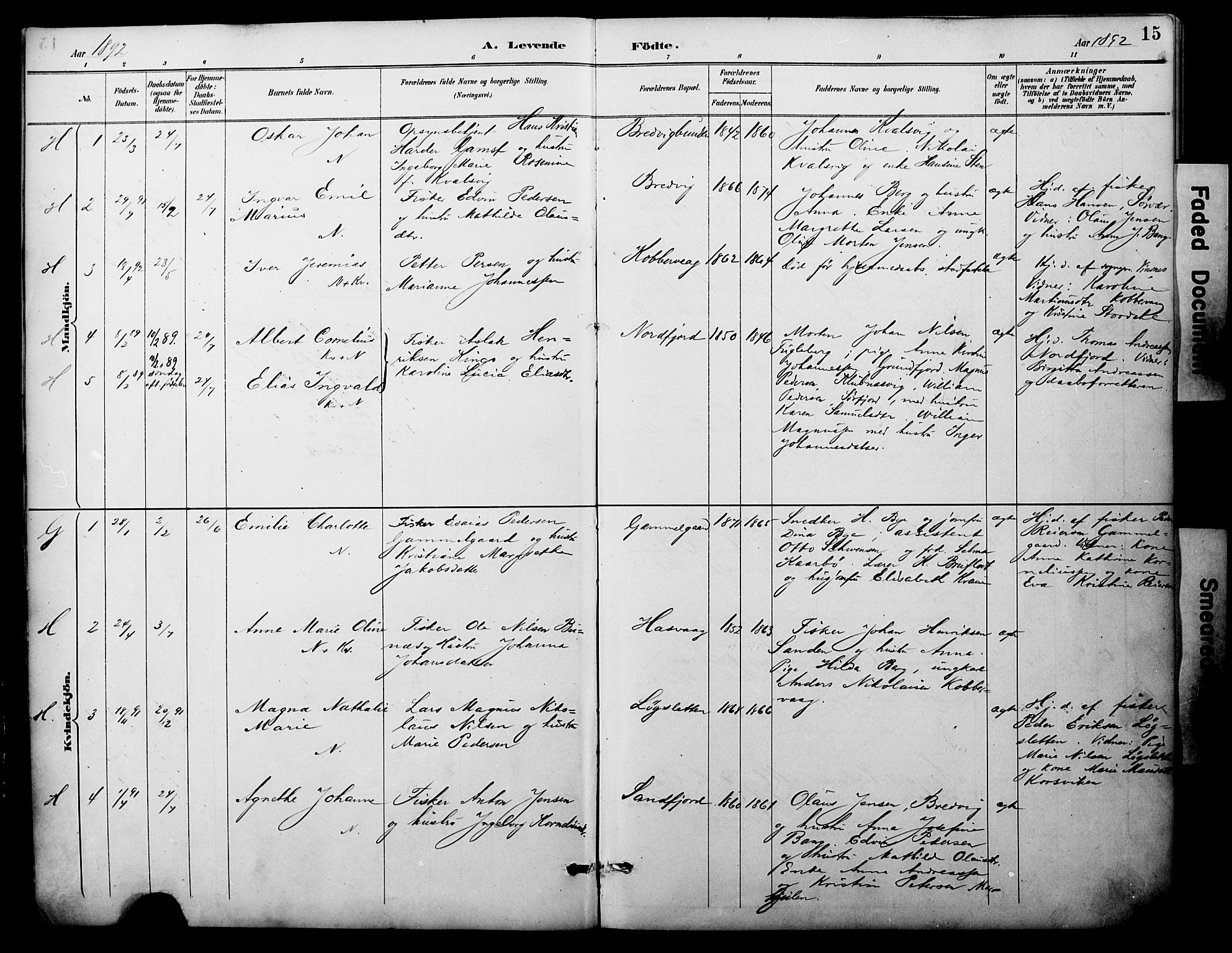 Loppa sokneprestkontor, AV/SATØ-S-1339/H/Ha/L0008kirke: Parish register (official) no. 8, 1889-1907, p. 15