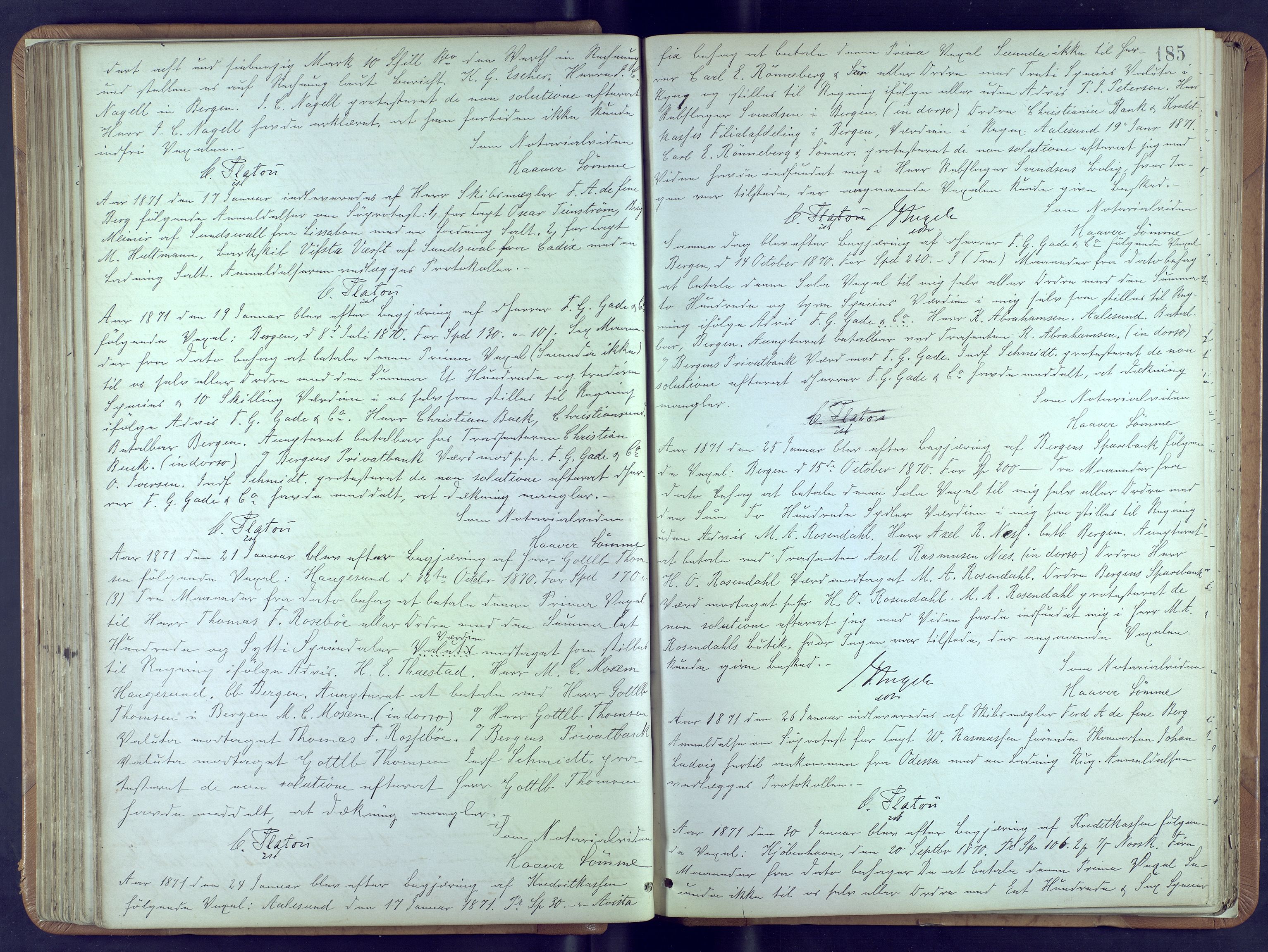 Byfogd og Byskriver i Bergen, AV/SAB-A-3401/10/10A/L0016: Notarialprotokoller, 1869-1874, p. 184-185