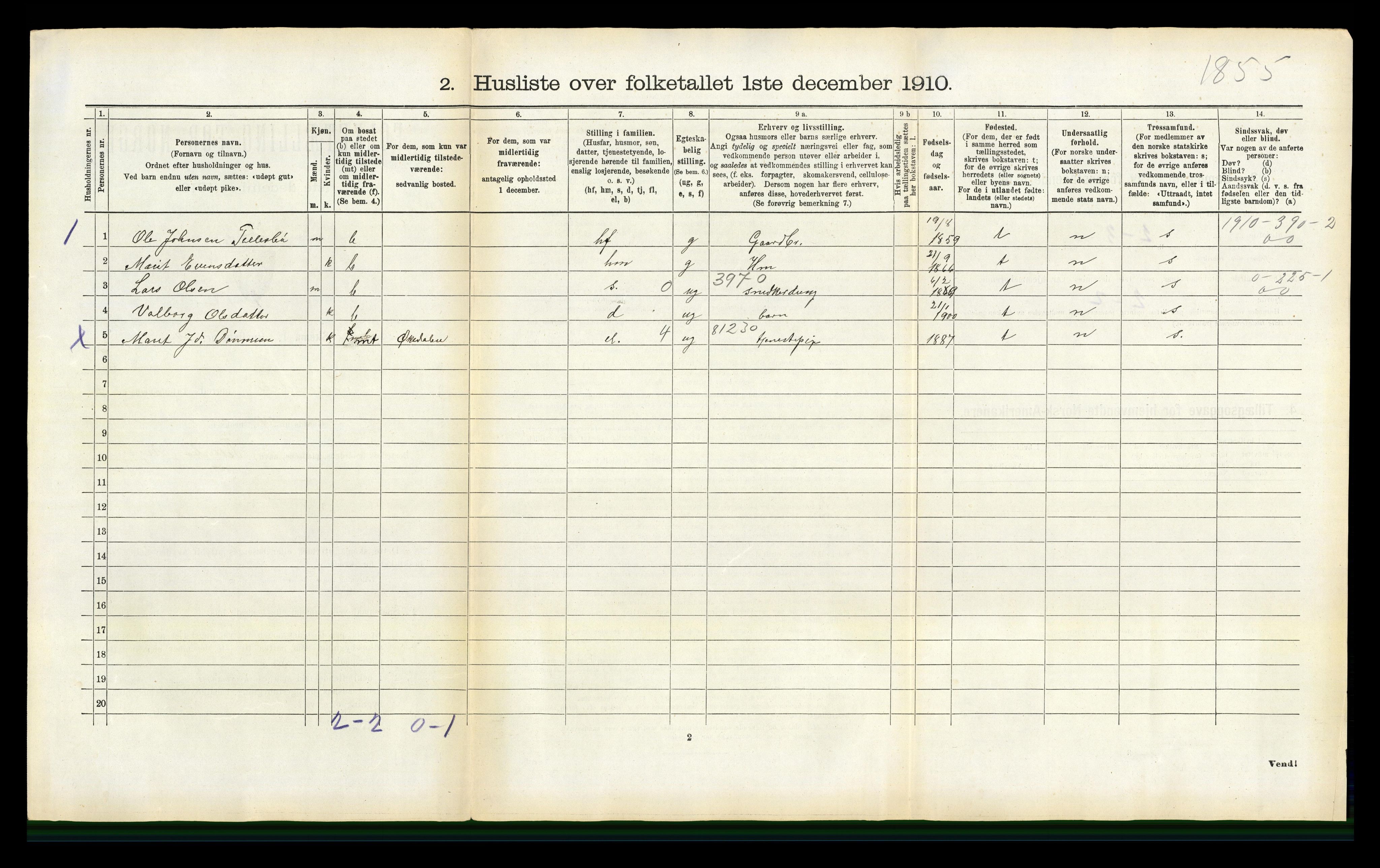 RA, 1910 census for Surnadal, 1910, p. 630