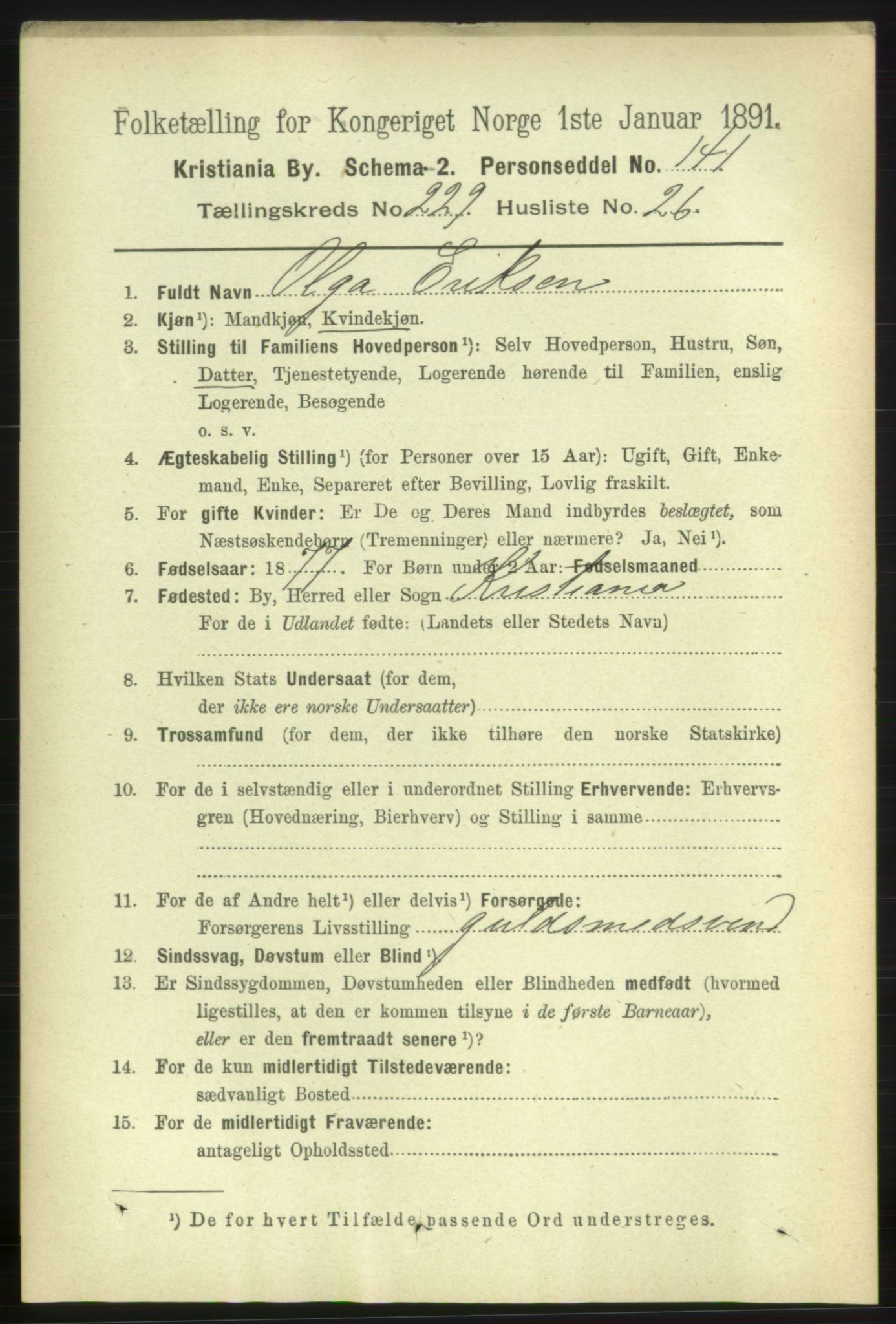 RA, 1891 census for 0301 Kristiania, 1891, p. 141289