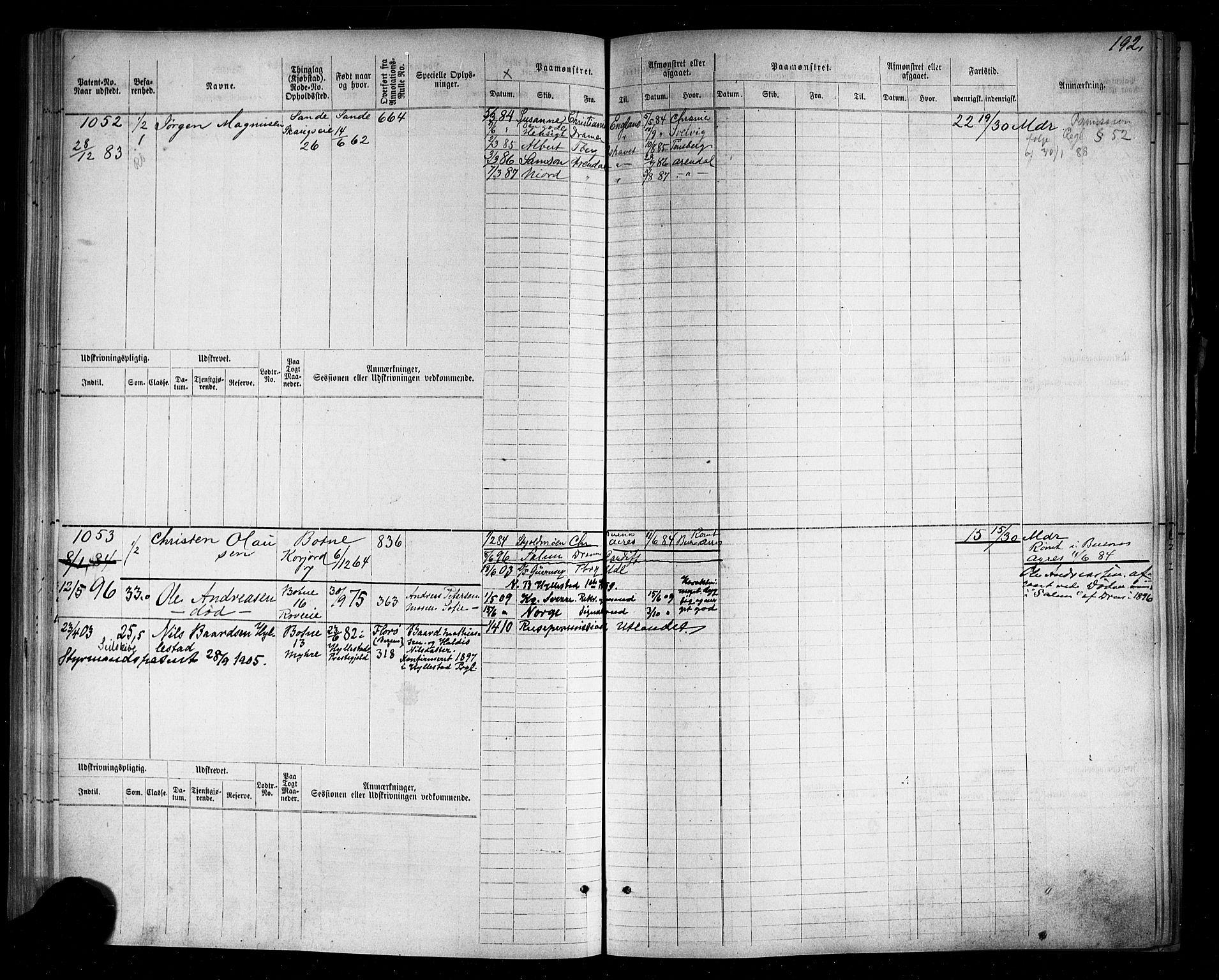 Holmestrand innrulleringskontor, SAKO/A-1151/F/Fc/L0003: Hovedrulle, 1872-1921, p. 197