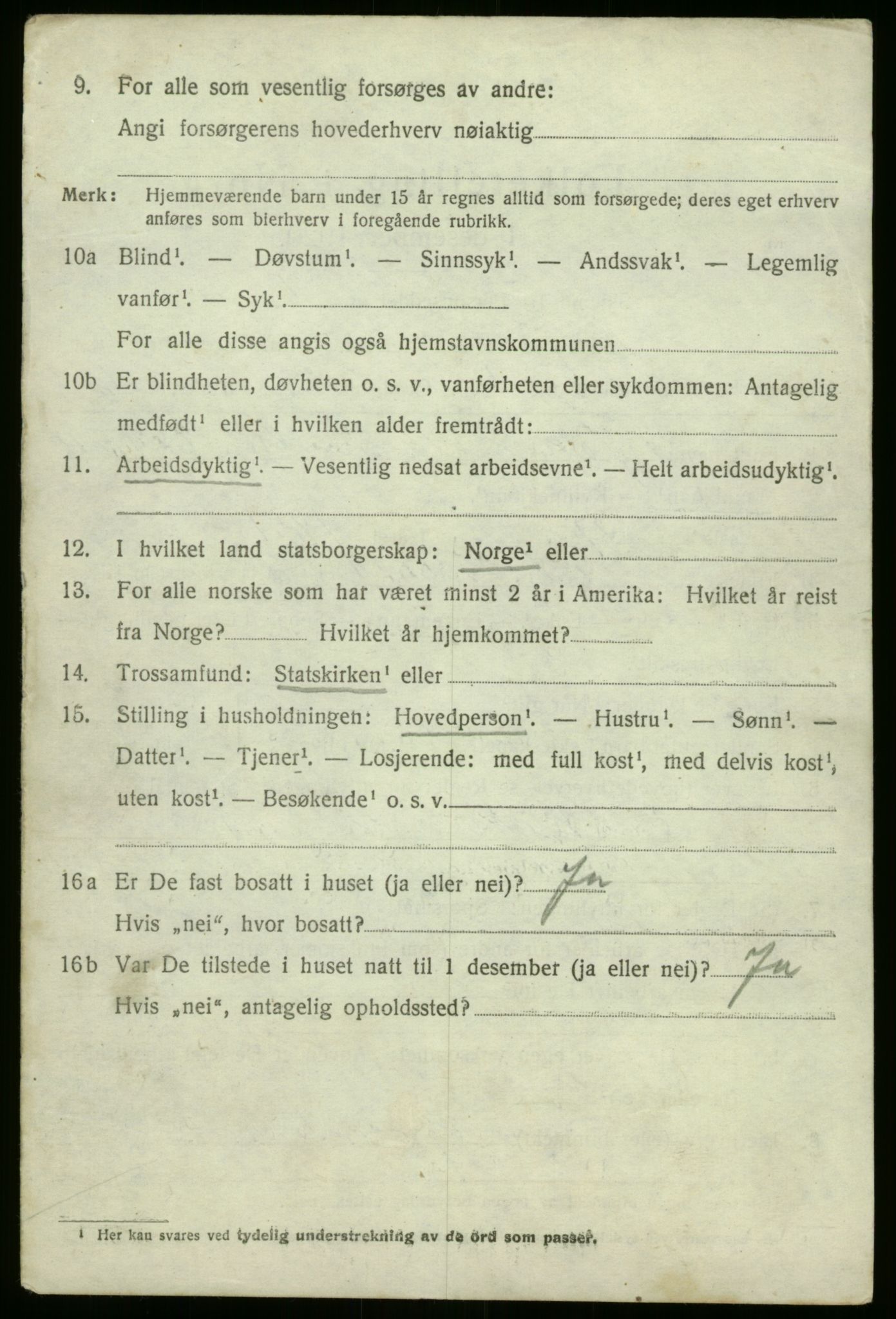 SAB, 1920 census for Selje, 1920, p. 3364