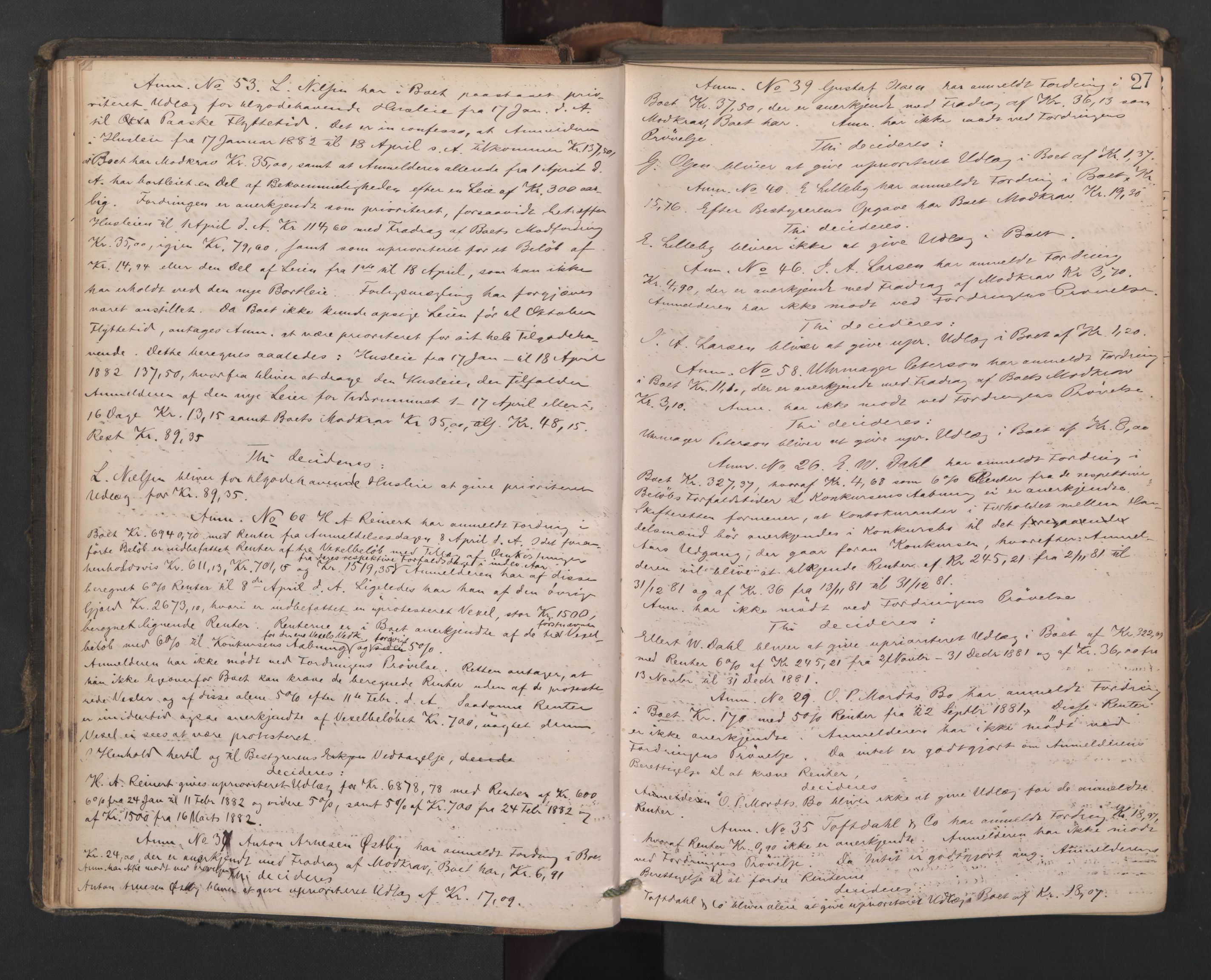 Sarpsborg byfogd, AV/SAO-A-10864/H/Hb/L0004: Skifteprotokoll, 1882-1892, p. 26b-27a