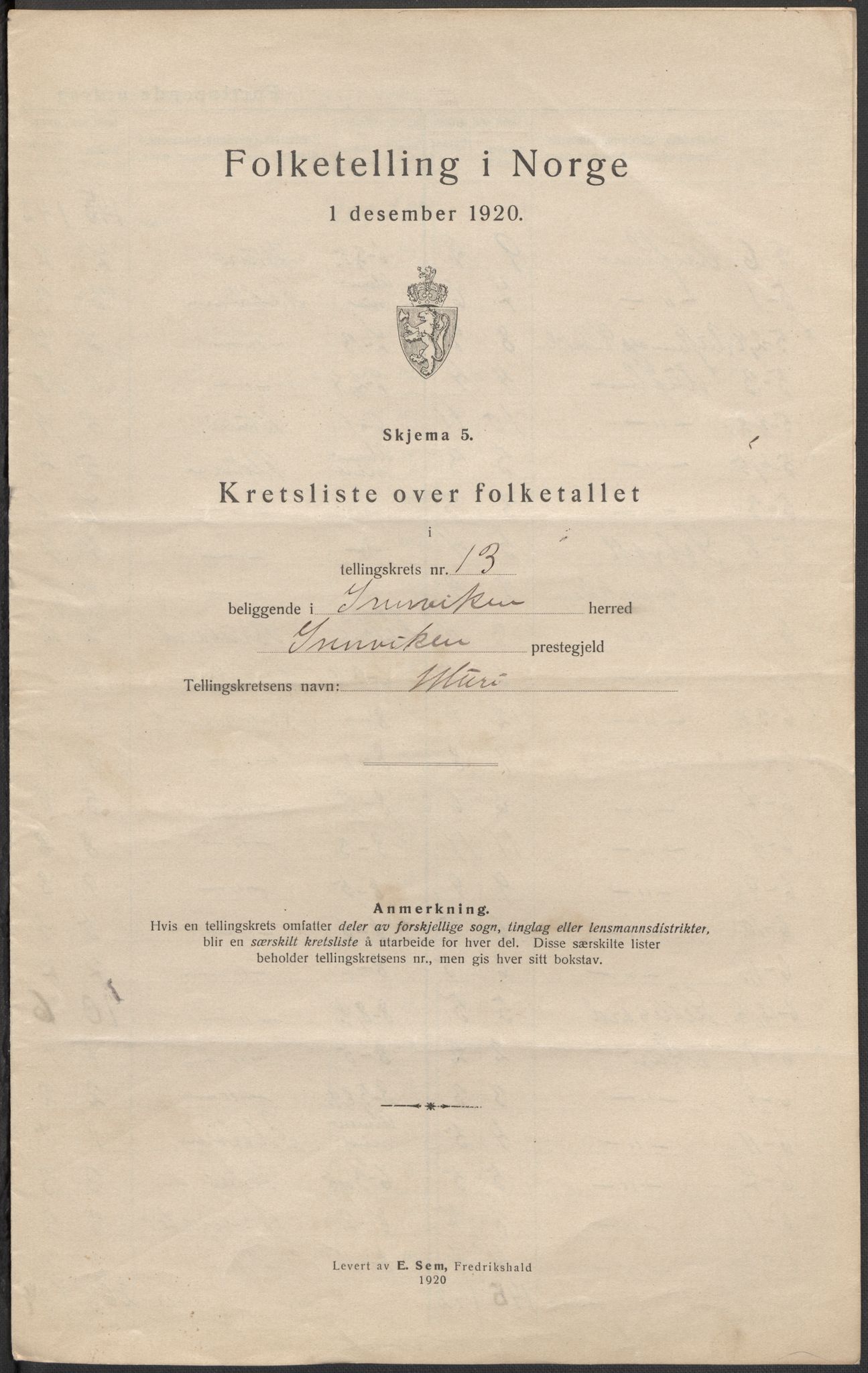 SAB, 1920 census for Innvik, 1920, p. 41