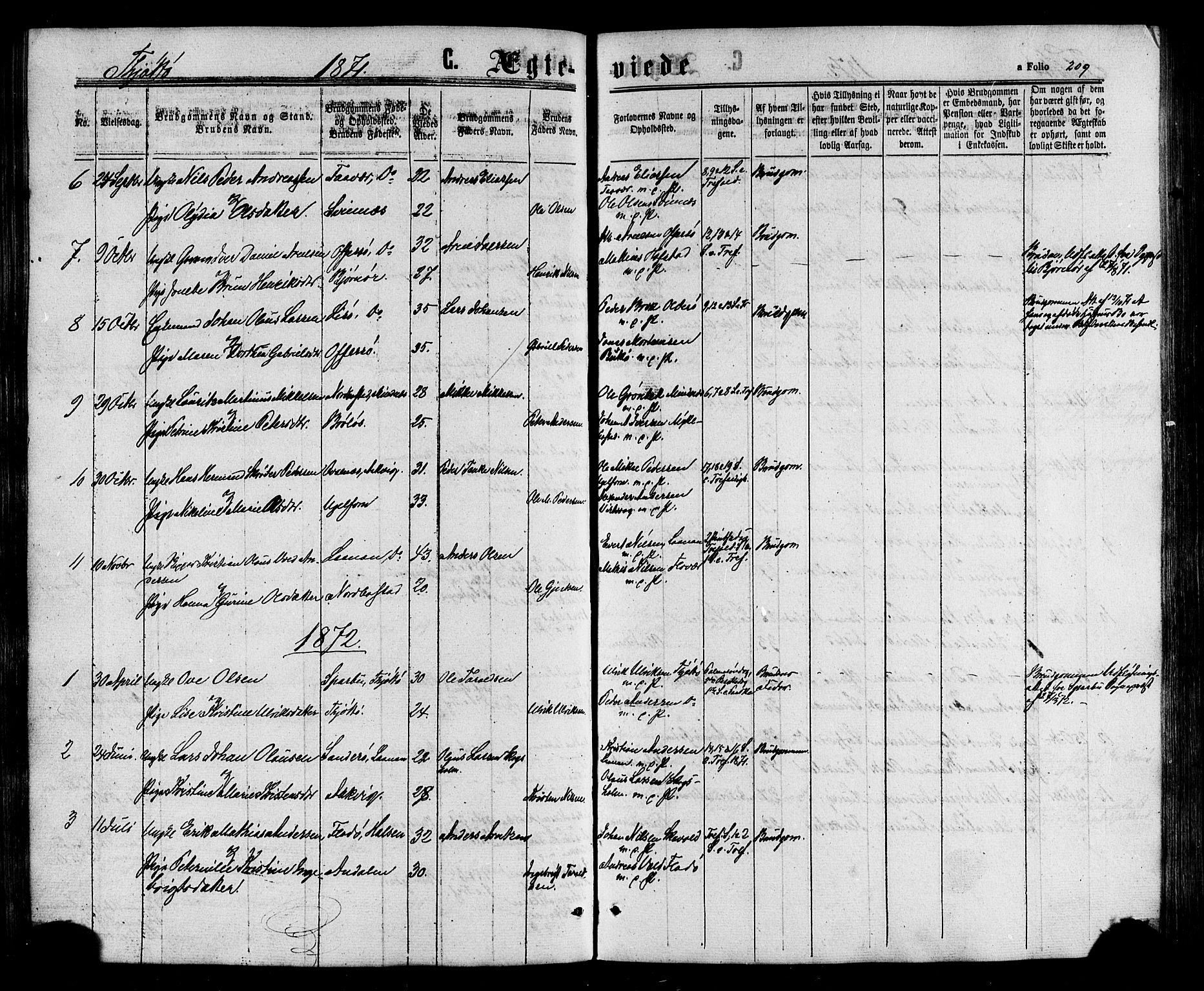 Ministerialprotokoller, klokkerbøker og fødselsregistre - Nordland, AV/SAT-A-1459/817/L0262: Parish register (official) no. 817A03/ 1, 1862-1877, p. 209