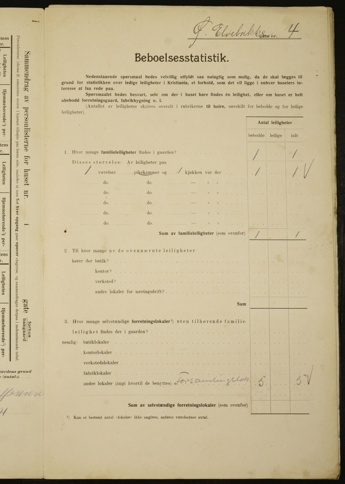 OBA, Municipal Census 1910 for Kristiania, 1910, p. 122689