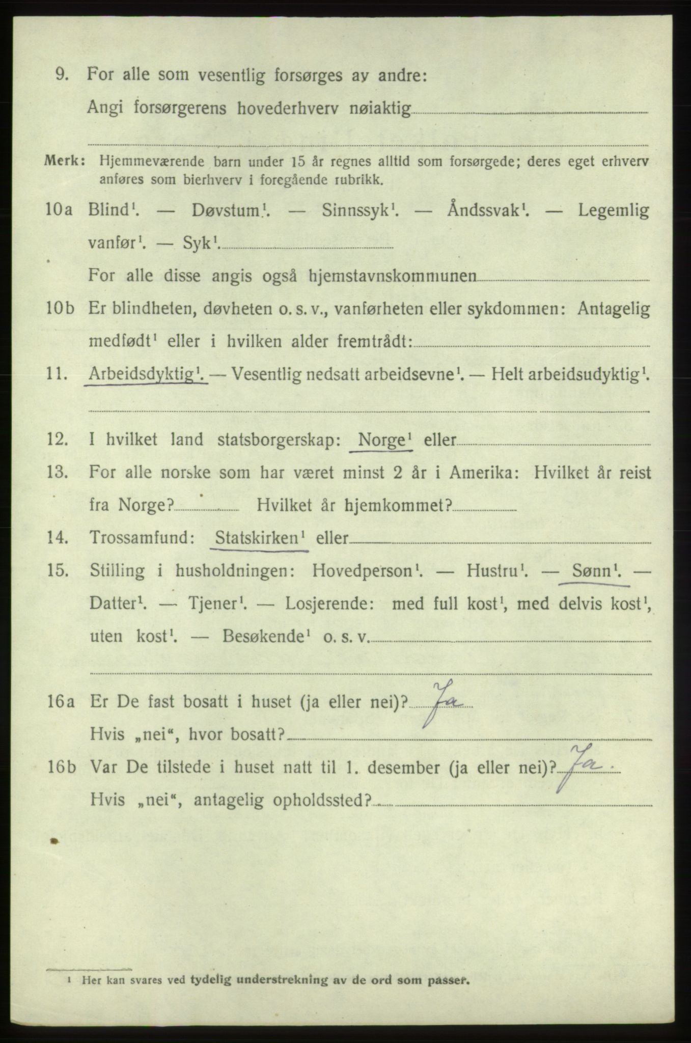 SAB, 1920 census for Bremnes, 1920, p. 3837