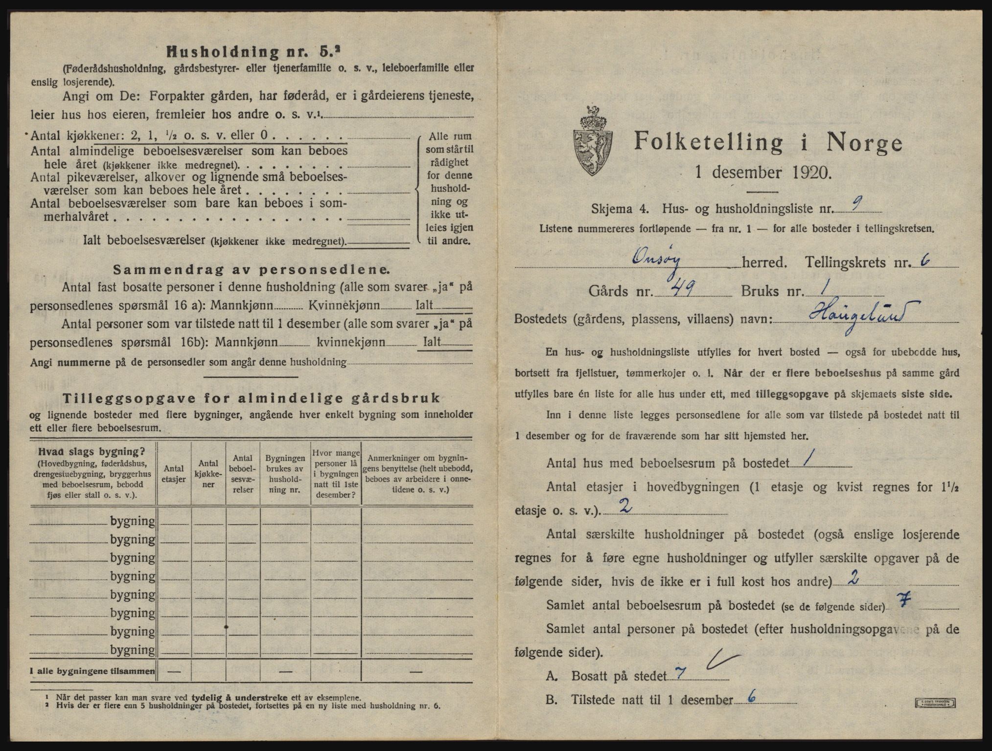 SAO, 1920 census for Onsøy, 1920, p. 946