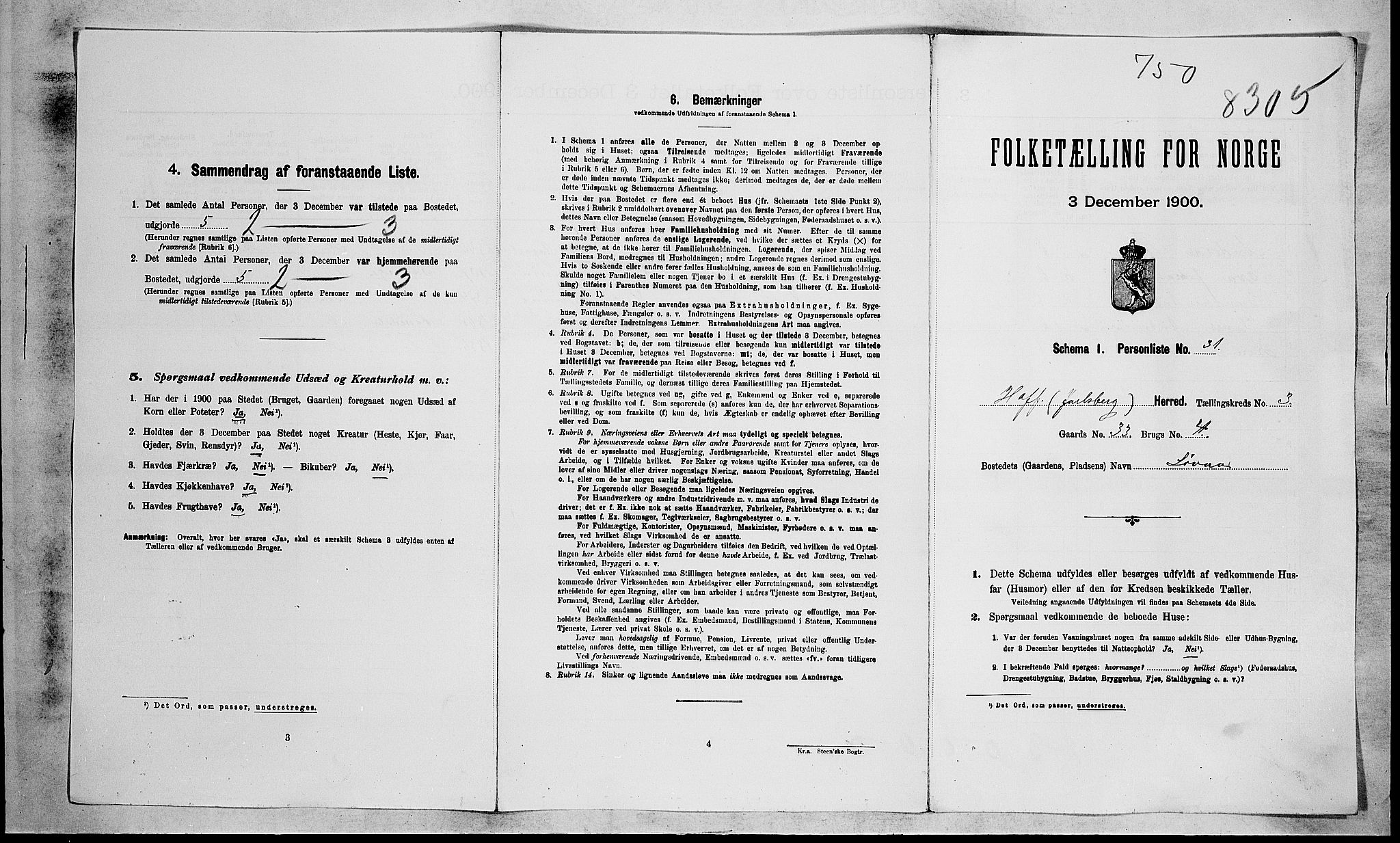 RA, 1900 census for Hof, 1900, p. 30