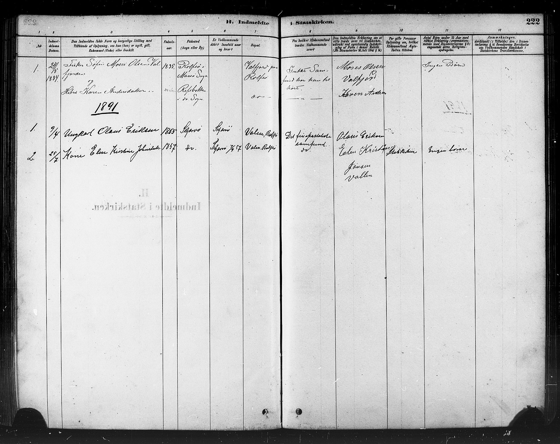 Måsøy sokneprestkontor, SATØ/S-1348/H/Ha/L0004kirke: Parish register (official) no. 4, 1878-1891, p. 222