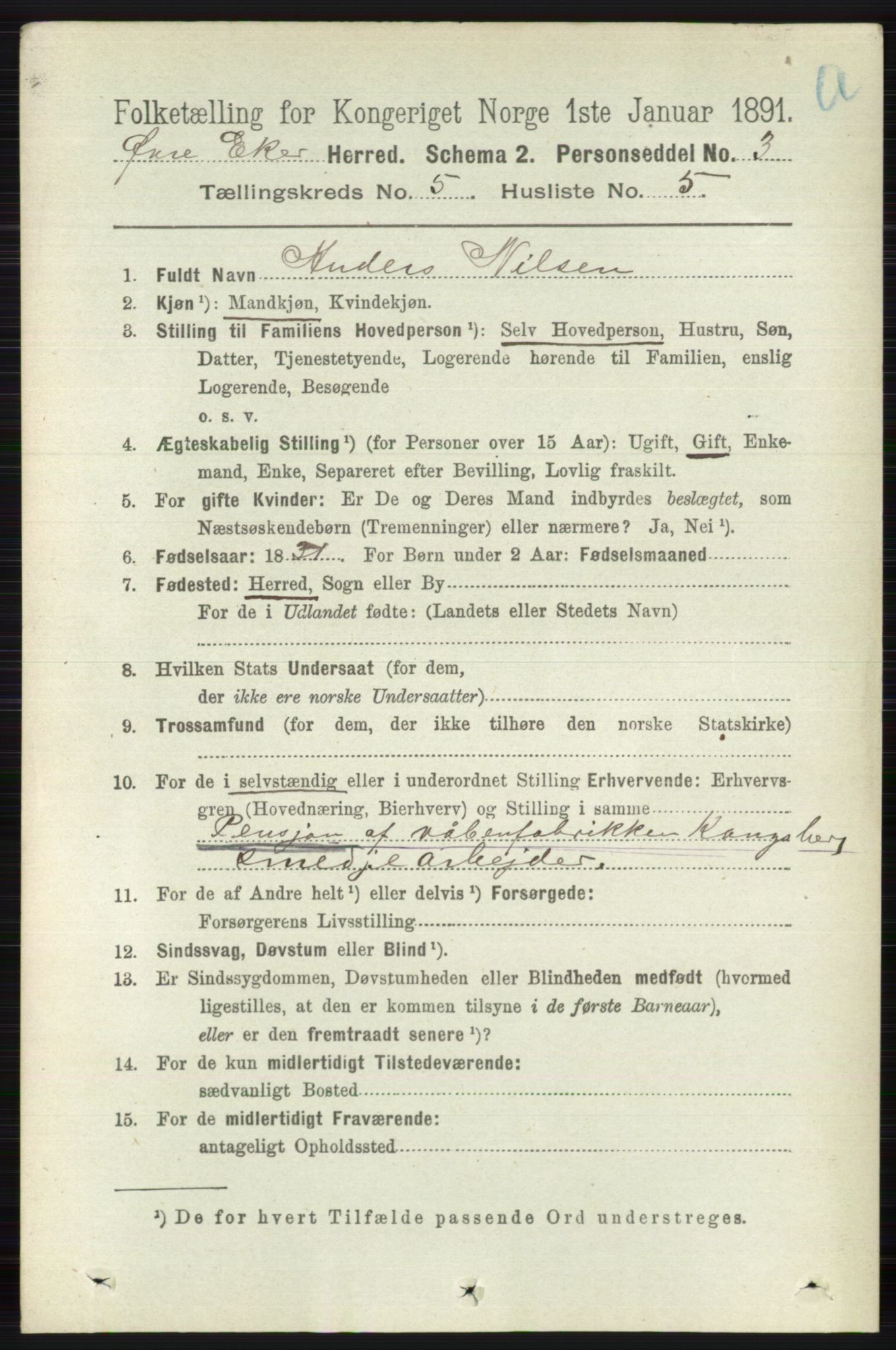 RA, 1891 census for 0624 Øvre Eiker, 1891, p. 1846