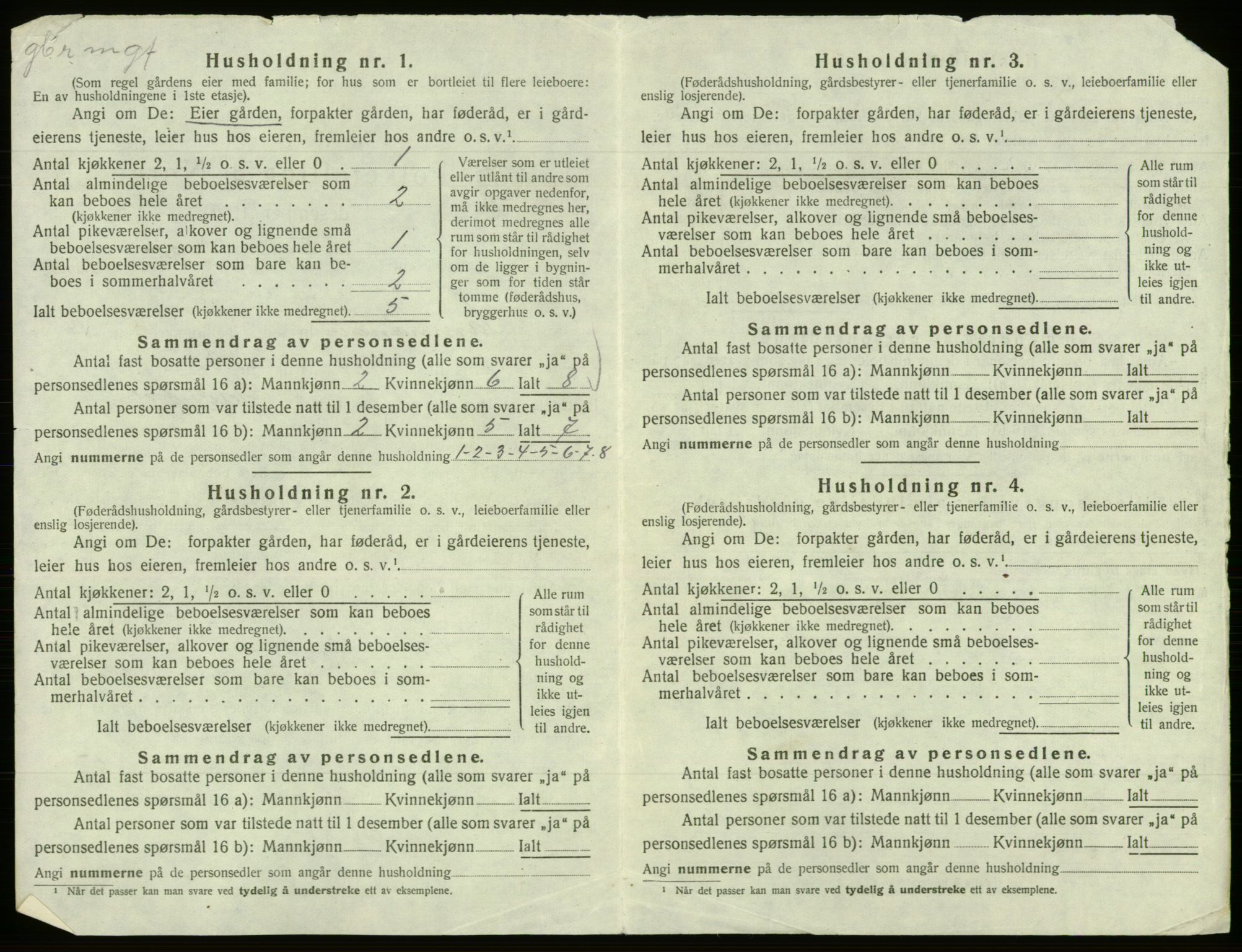 SAB, 1920 census for Samnanger, 1920, p. 850