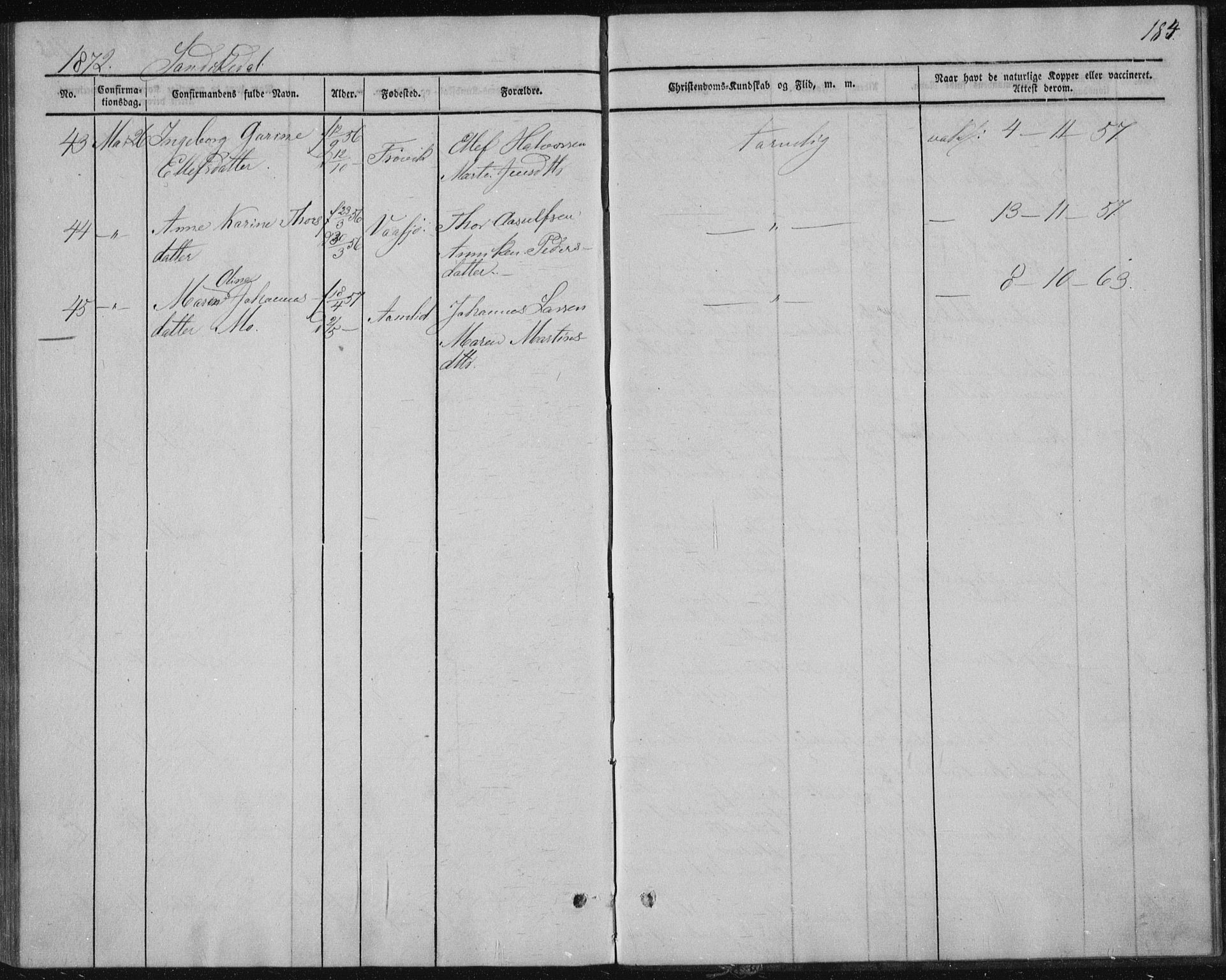 Sannidal kirkebøker, SAKO/A-296/F/Fa/L0009: Parish register (official) no. 9, 1855-1873, p. 184