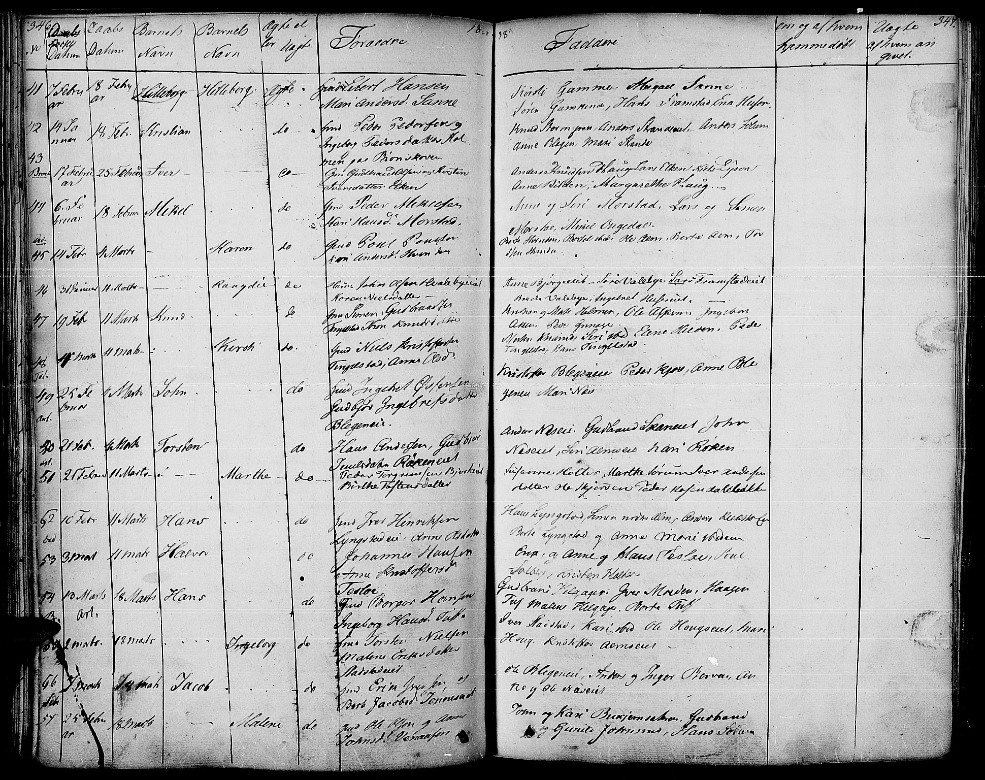 Gran prestekontor, AV/SAH-PREST-112/H/Ha/Haa/L0010: Parish register (official) no. 10, 1824-1842, p. 346-347