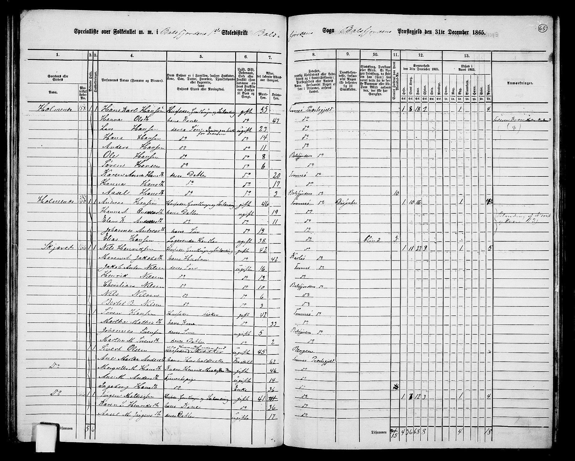 RA, 1865 census for Balsfjord, 1865, p. 11