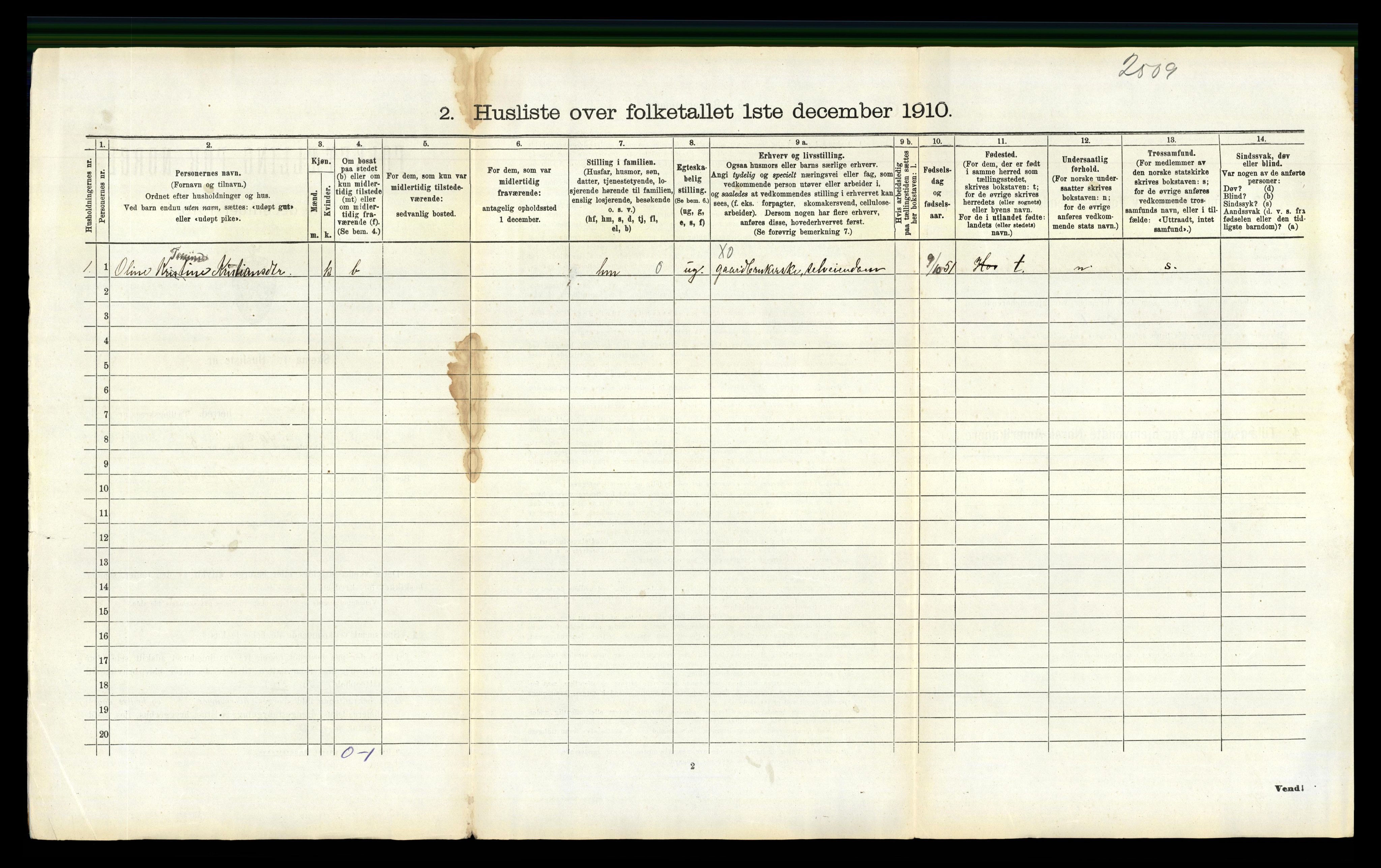 RA, 1910 census for Høvåg, 1910, p. 166