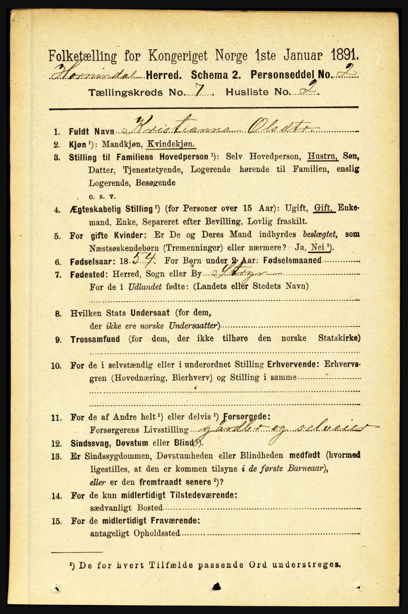 RA, 1891 census for 1444 Hornindal, 1891, p. 1756