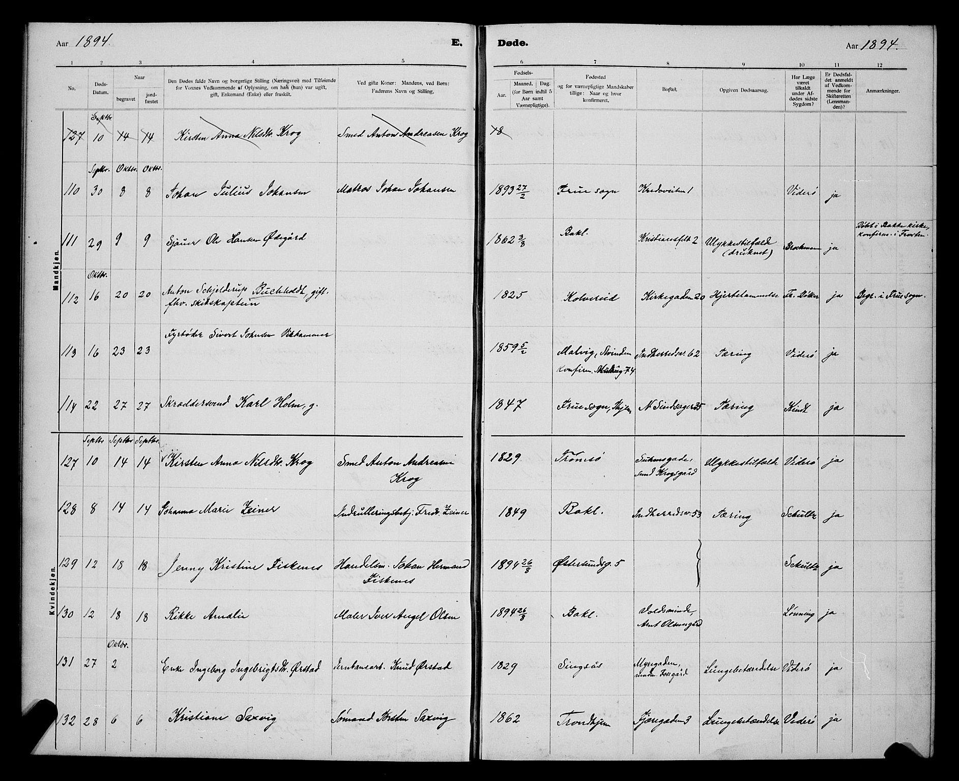 Ministerialprotokoller, klokkerbøker og fødselsregistre - Sør-Trøndelag, AV/SAT-A-1456/604/L0224: Parish register (copy) no. 604C07, 1894-1898