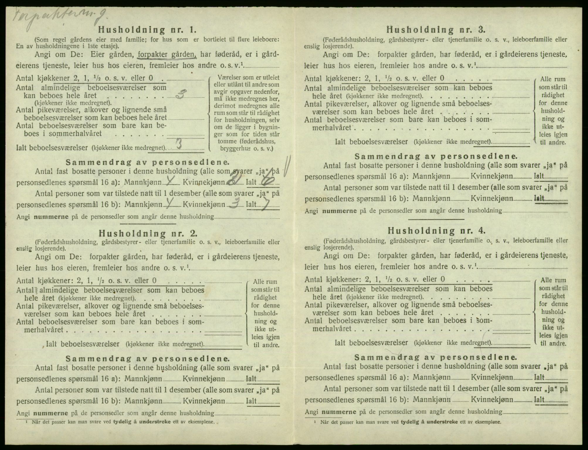 SAB, 1920 census for Fjelberg, 1920, p. 134