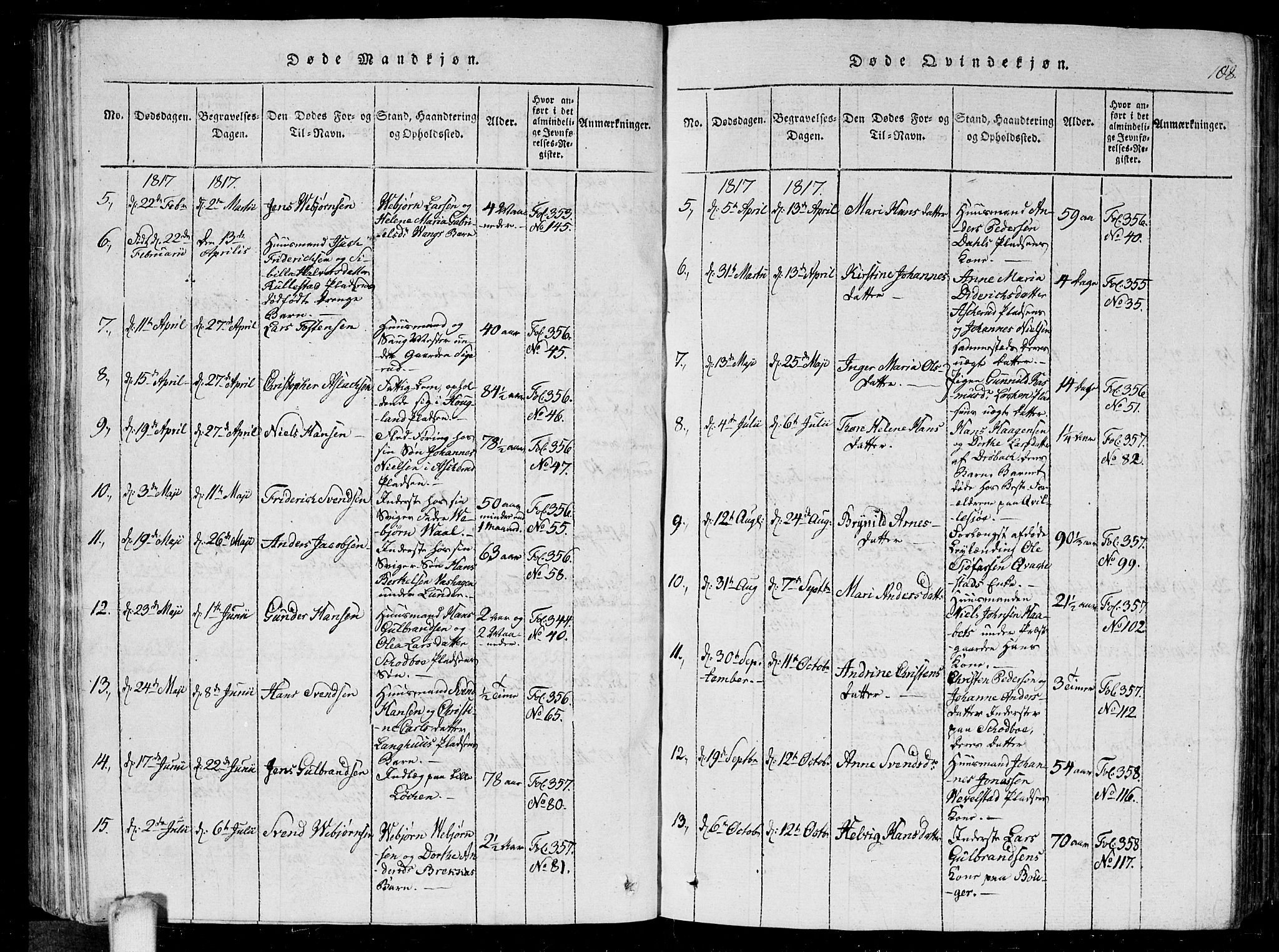 Kråkstad prestekontor Kirkebøker, AV/SAO-A-10125a/G/Ga/L0001: Parish register (copy) no. I 1, 1813-1824, p. 108