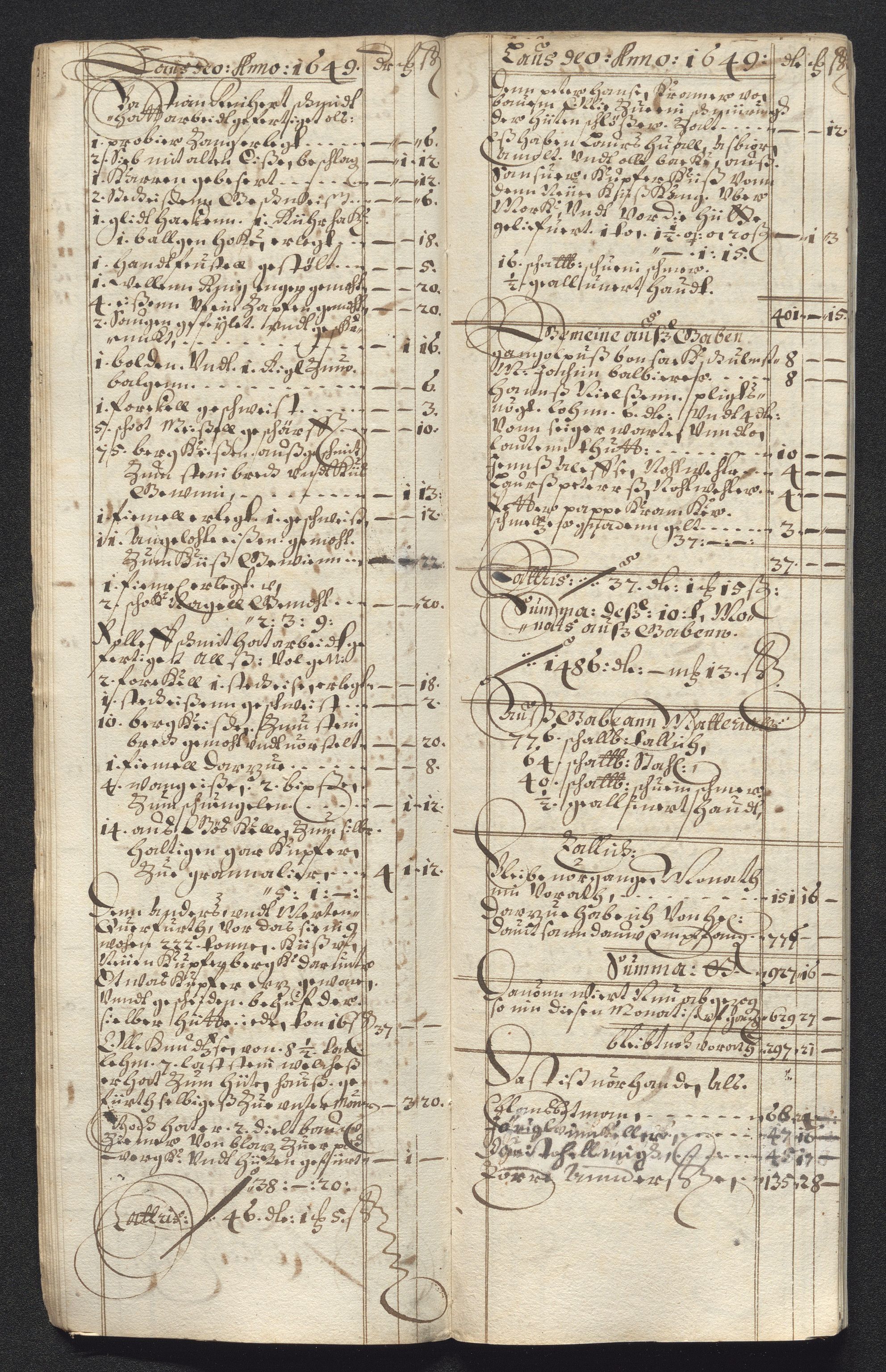 Kongsberg Sølvverk 1623-1816, AV/SAKO-EA-3135/001/D/Dc/Dcd/L0023: Utgiftsregnskap for gruver m.m., 1649, p. 291