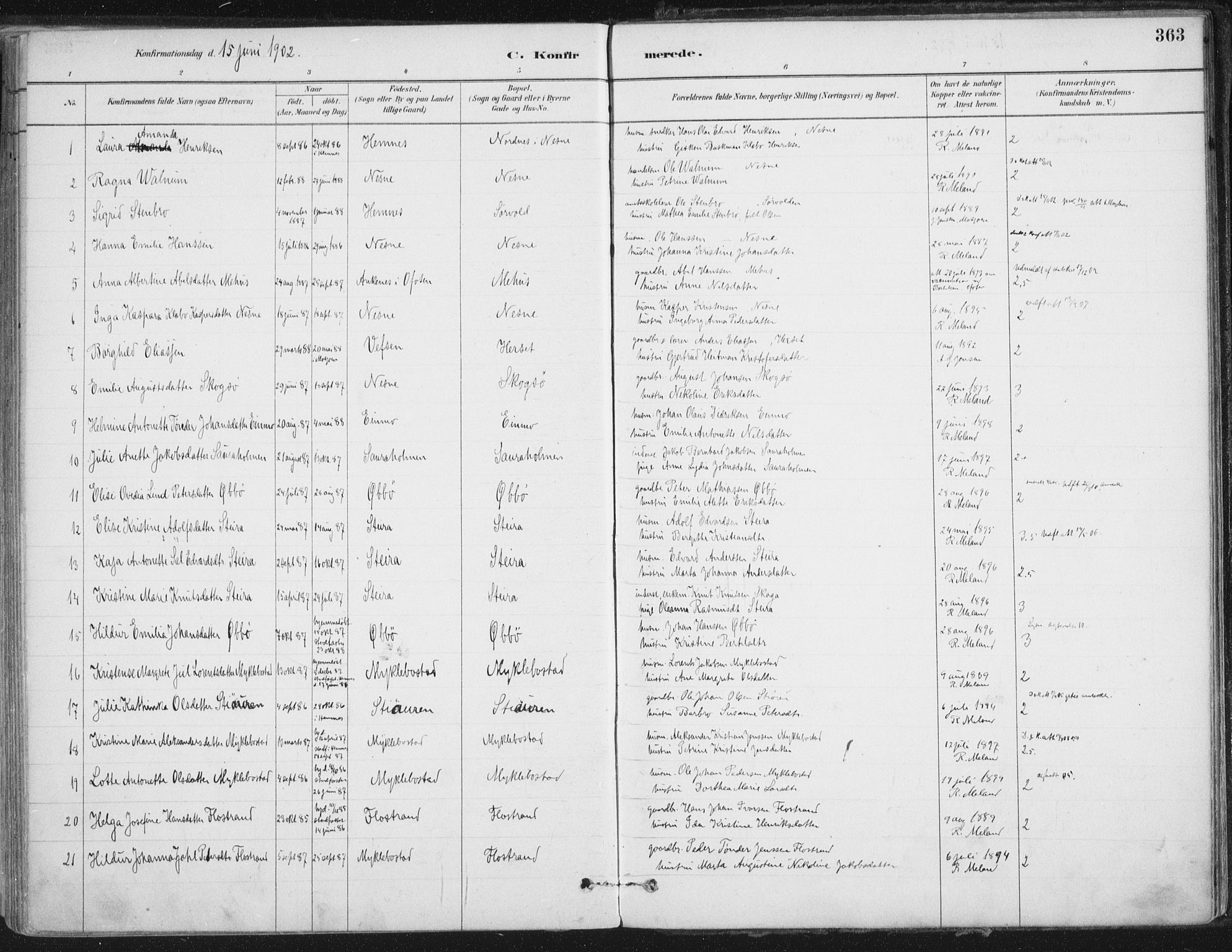 Ministerialprotokoller, klokkerbøker og fødselsregistre - Nordland, AV/SAT-A-1459/838/L0552: Parish register (official) no. 838A10, 1880-1910, p. 363