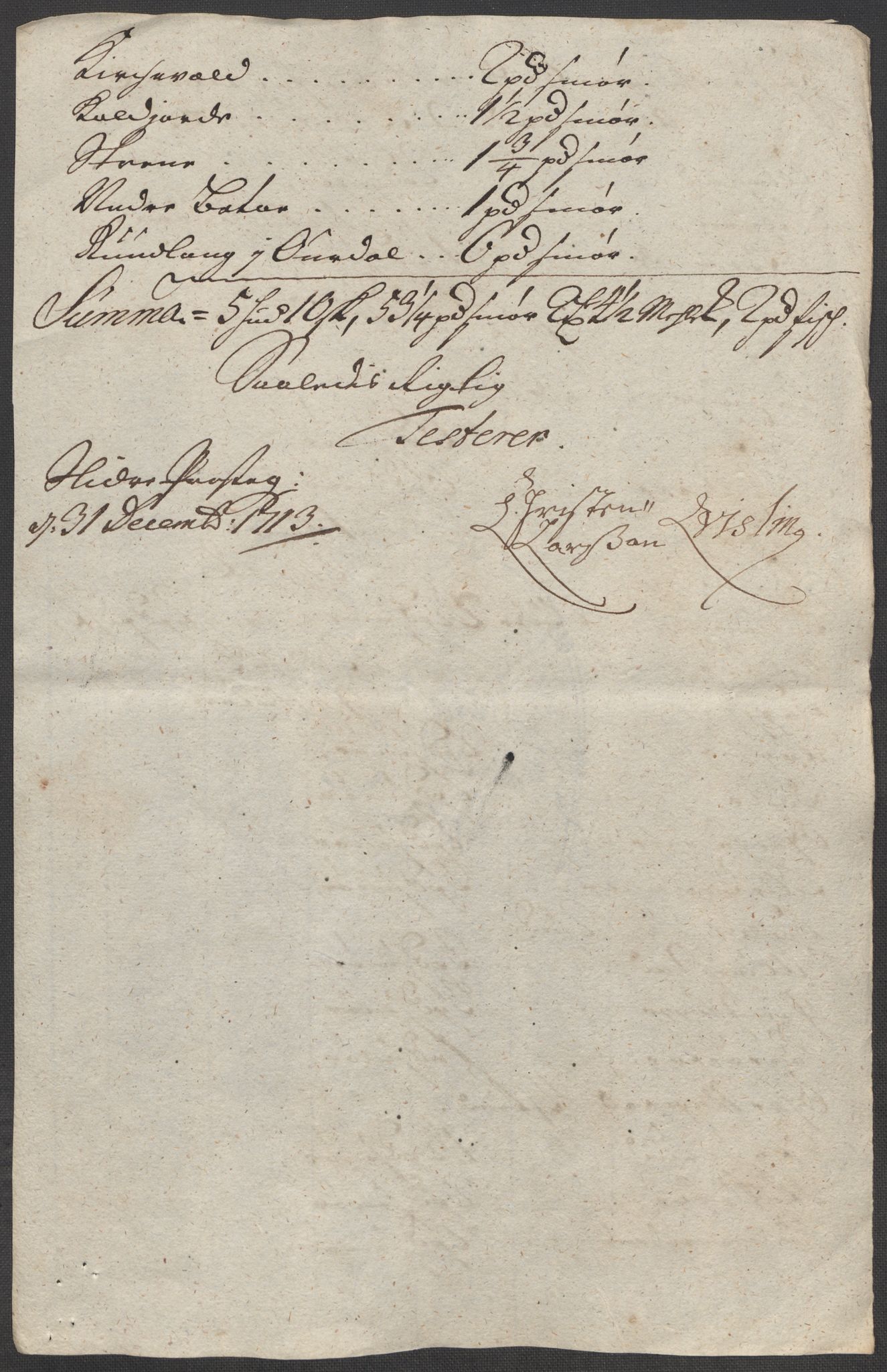 Rentekammeret inntil 1814, Reviderte regnskaper, Fogderegnskap, AV/RA-EA-4092/R18/L1311: Fogderegnskap Hadeland, Toten og Valdres, 1713, p. 287