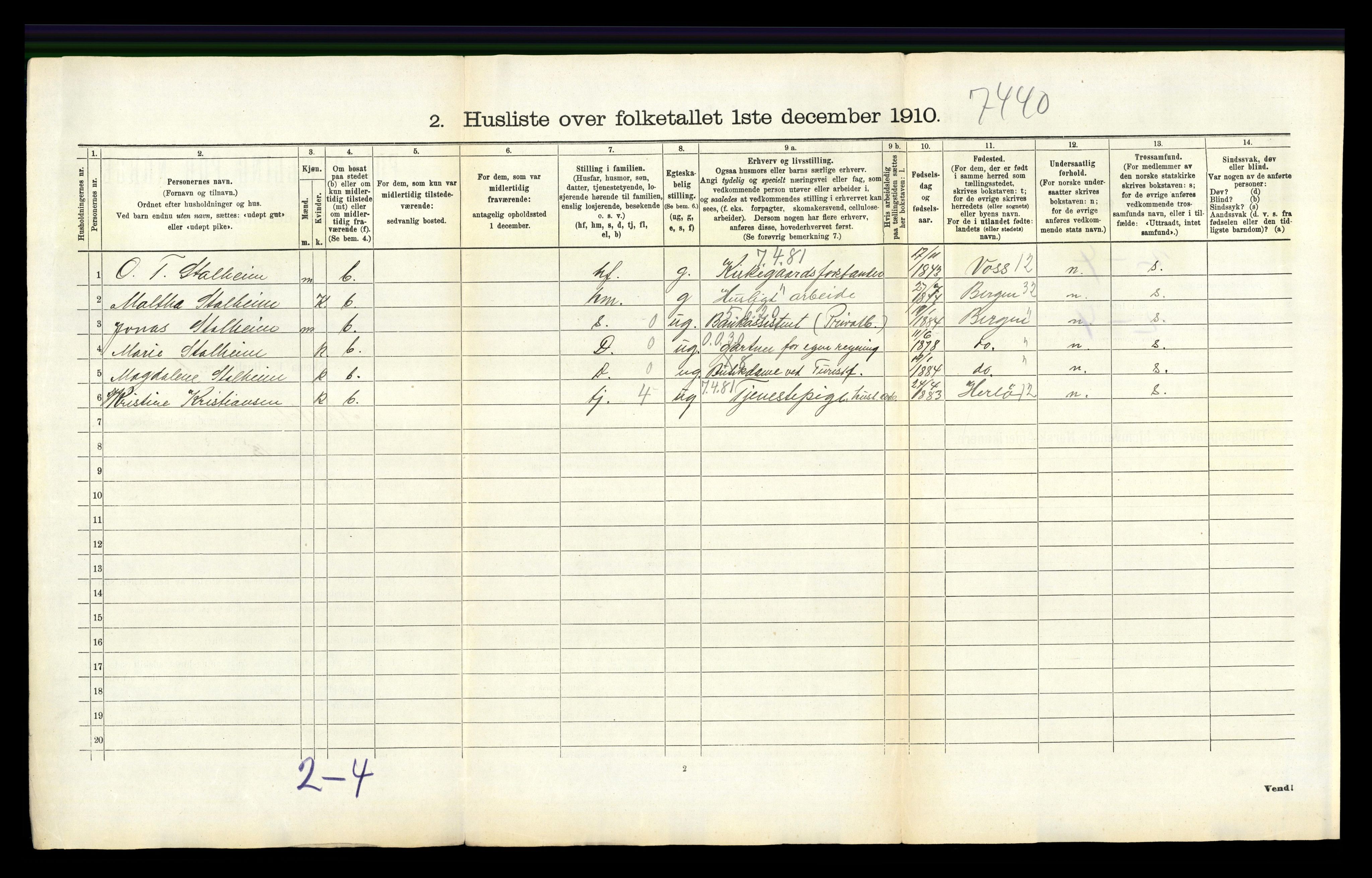 RA, 1910 census for Årstad, 1910, p. 365