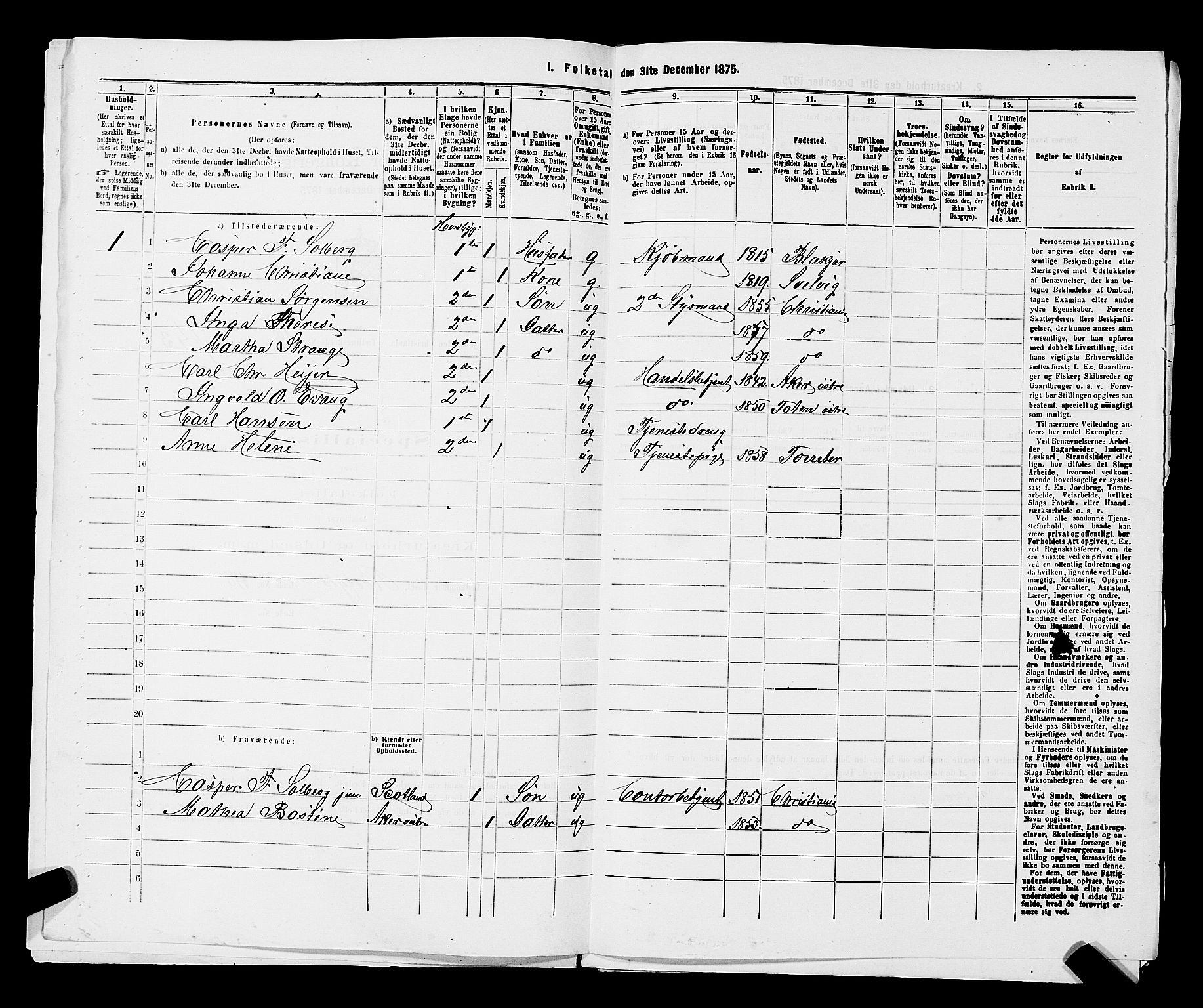 RA, 1875 census for 0301 Kristiania, 1875, p. 2264