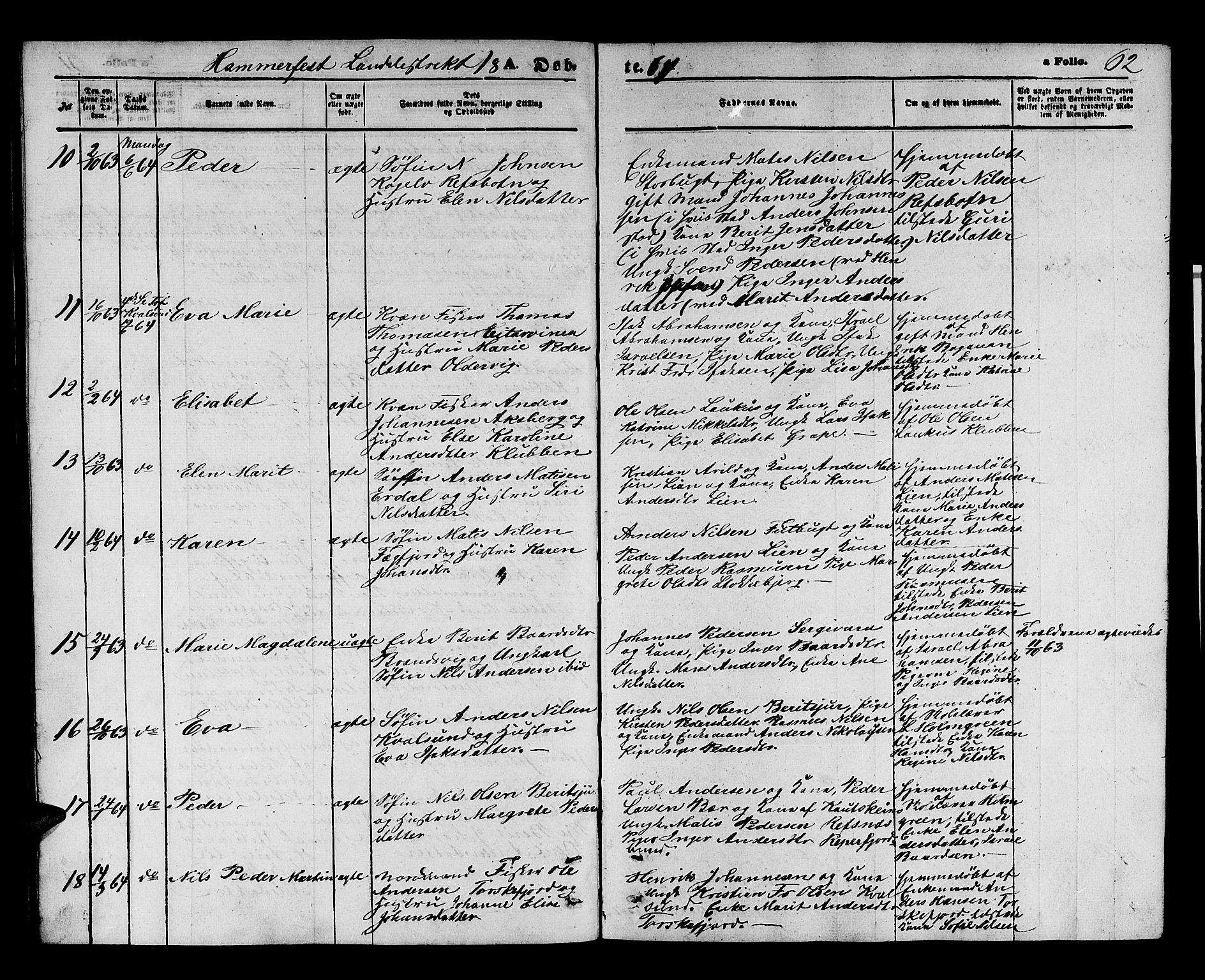 Hammerfest sokneprestkontor, AV/SATØ-S-1347/H/Hb/L0003.klokk: Parish register (copy) no. 3 /2, 1863-1868, p. 62