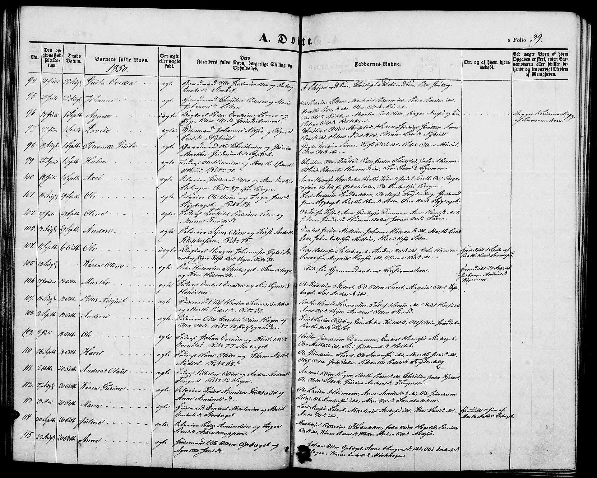 Elverum prestekontor, AV/SAH-PREST-044/H/Ha/Hab/L0002: Parish register (copy) no. 2, 1845-1855, p. 39