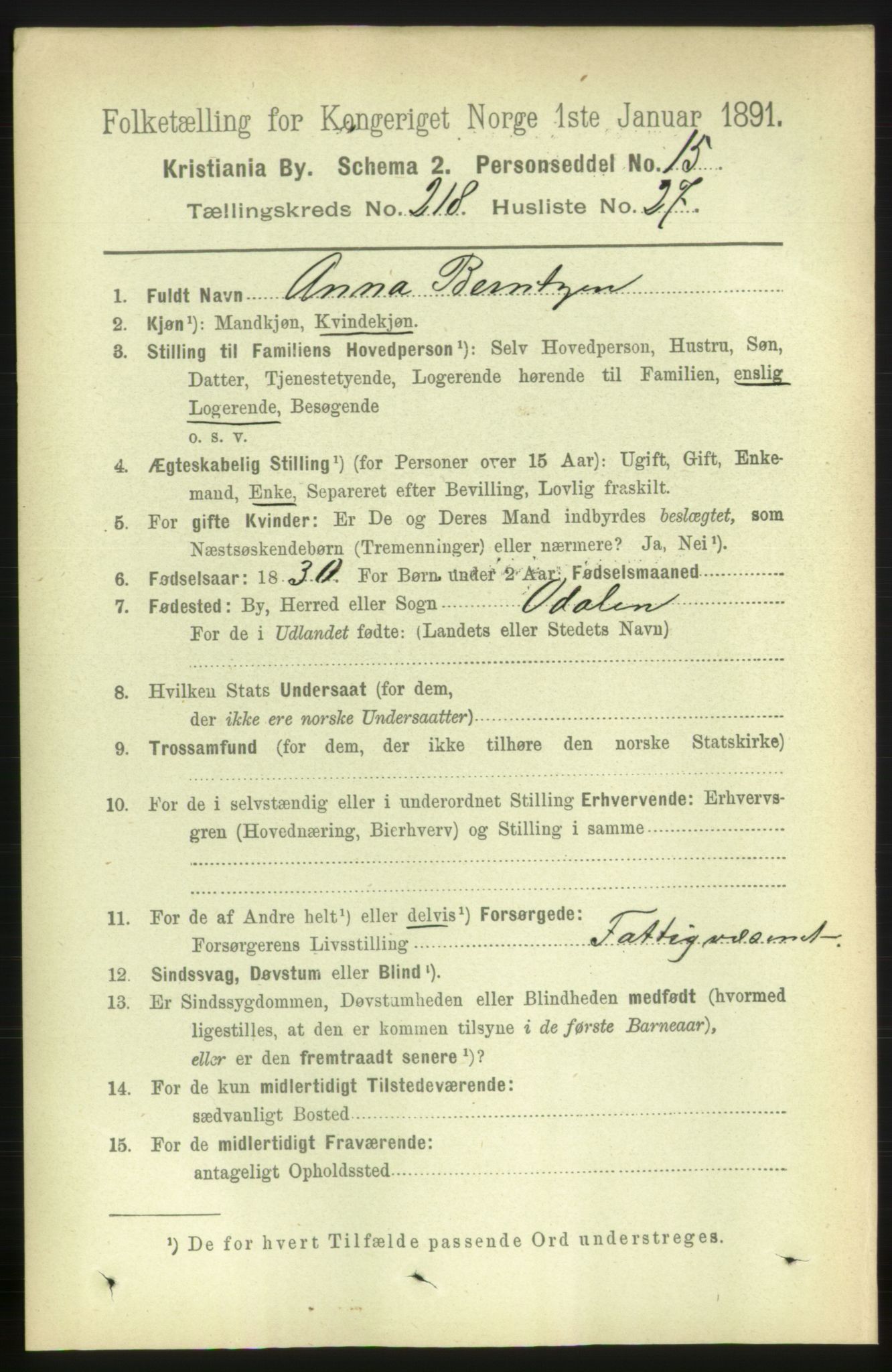 RA, 1891 census for 0301 Kristiania, 1891, p. 129704