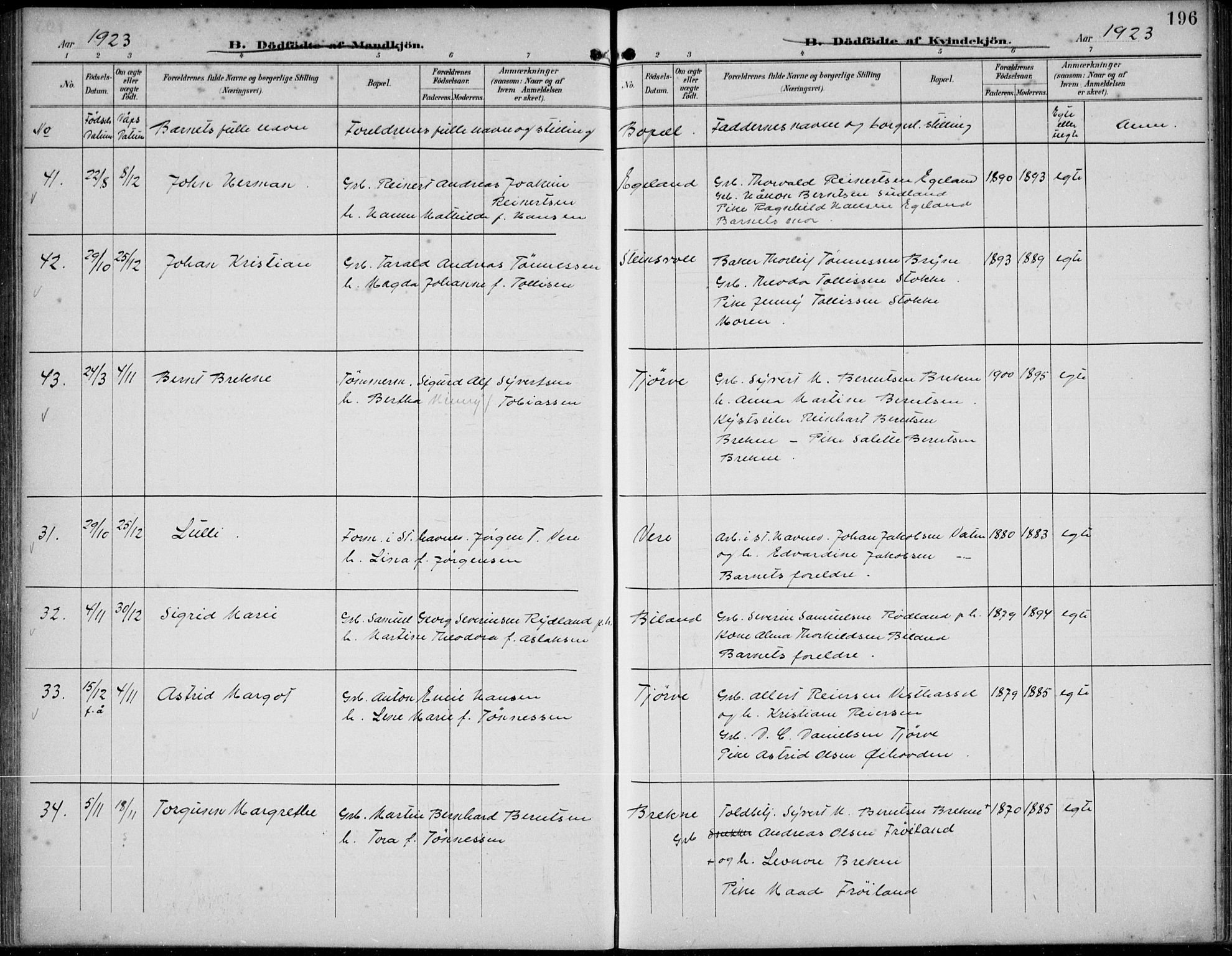 Lista sokneprestkontor, SAK/1111-0027/F/Fb/L0005: Parish register (copy) no. B 5, 1892-1923, p. 196