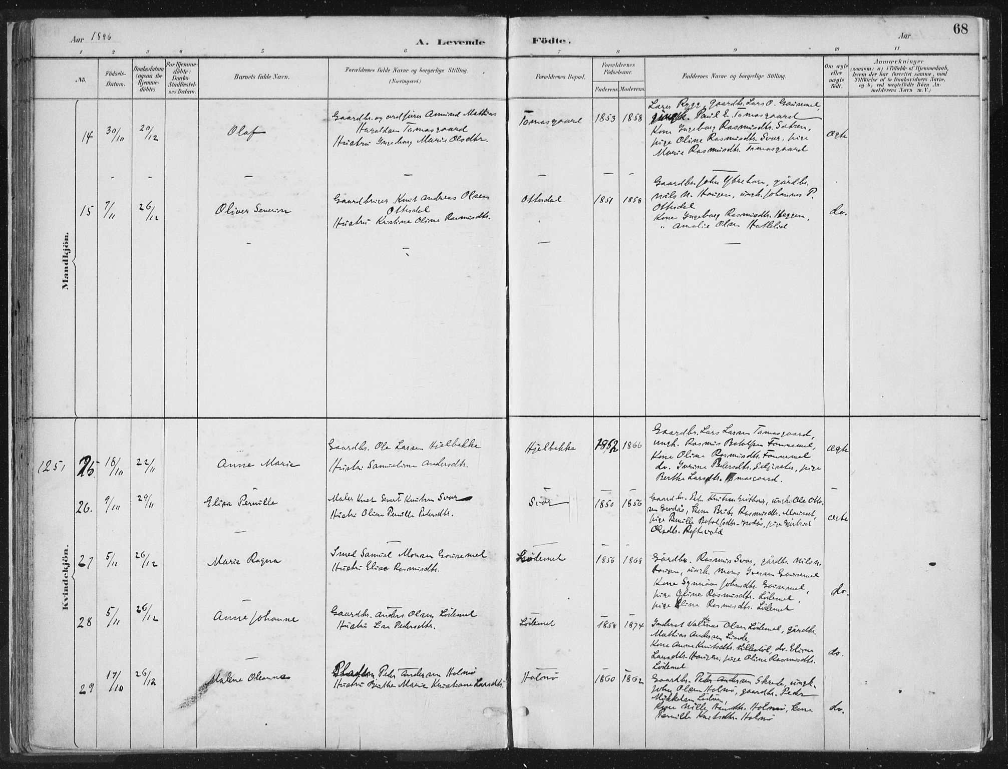 Hornindal sokneprestembete, SAB/A-82401/H/Haa/Haaa/L0003/0001: Parish register (official) no. A 3A, 1887-1917, p. 68