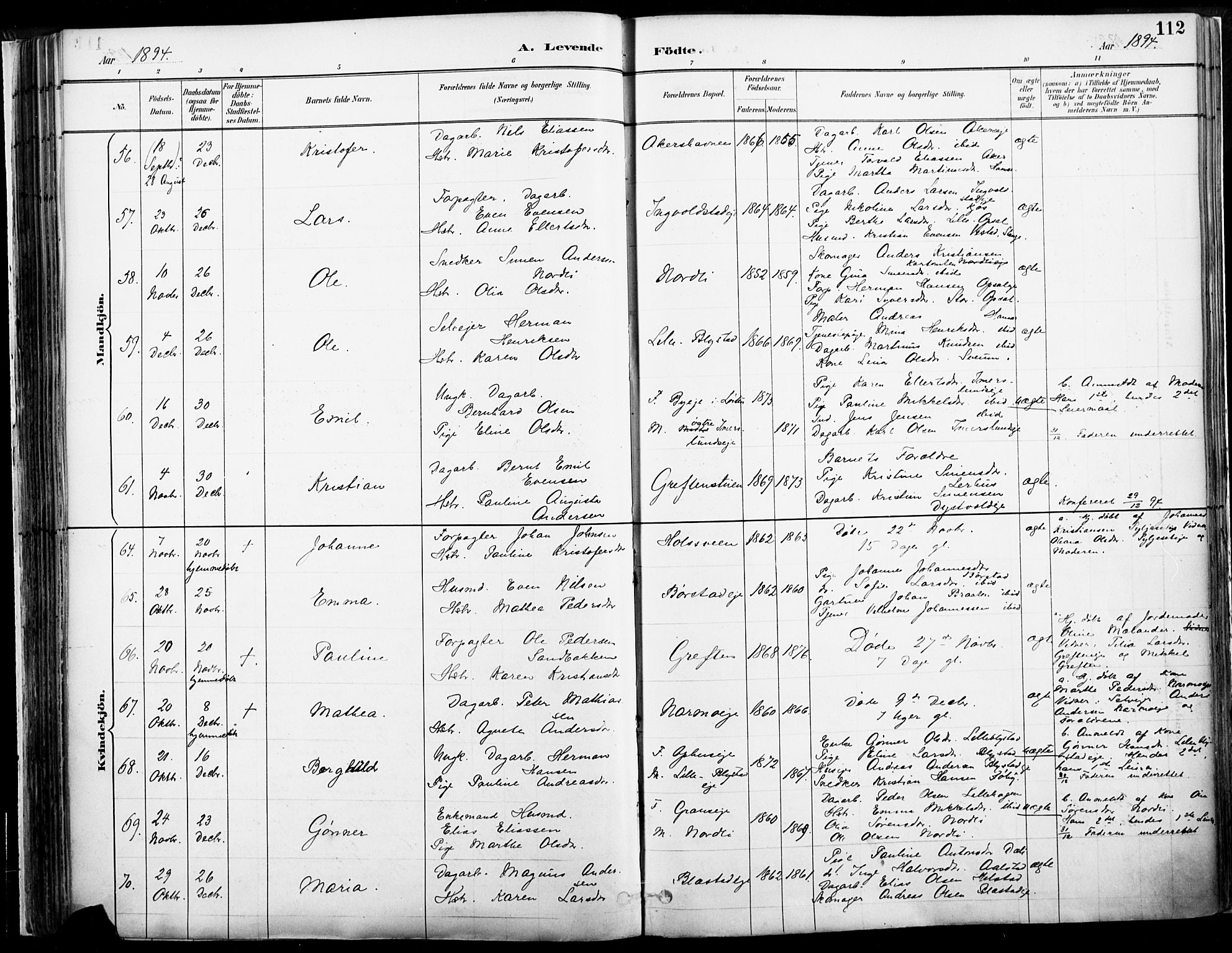 Vang prestekontor, Hedmark, SAH/PREST-008/H/Ha/Haa/L0019A: Parish register (official) no. 19, 1886-1900, p. 112