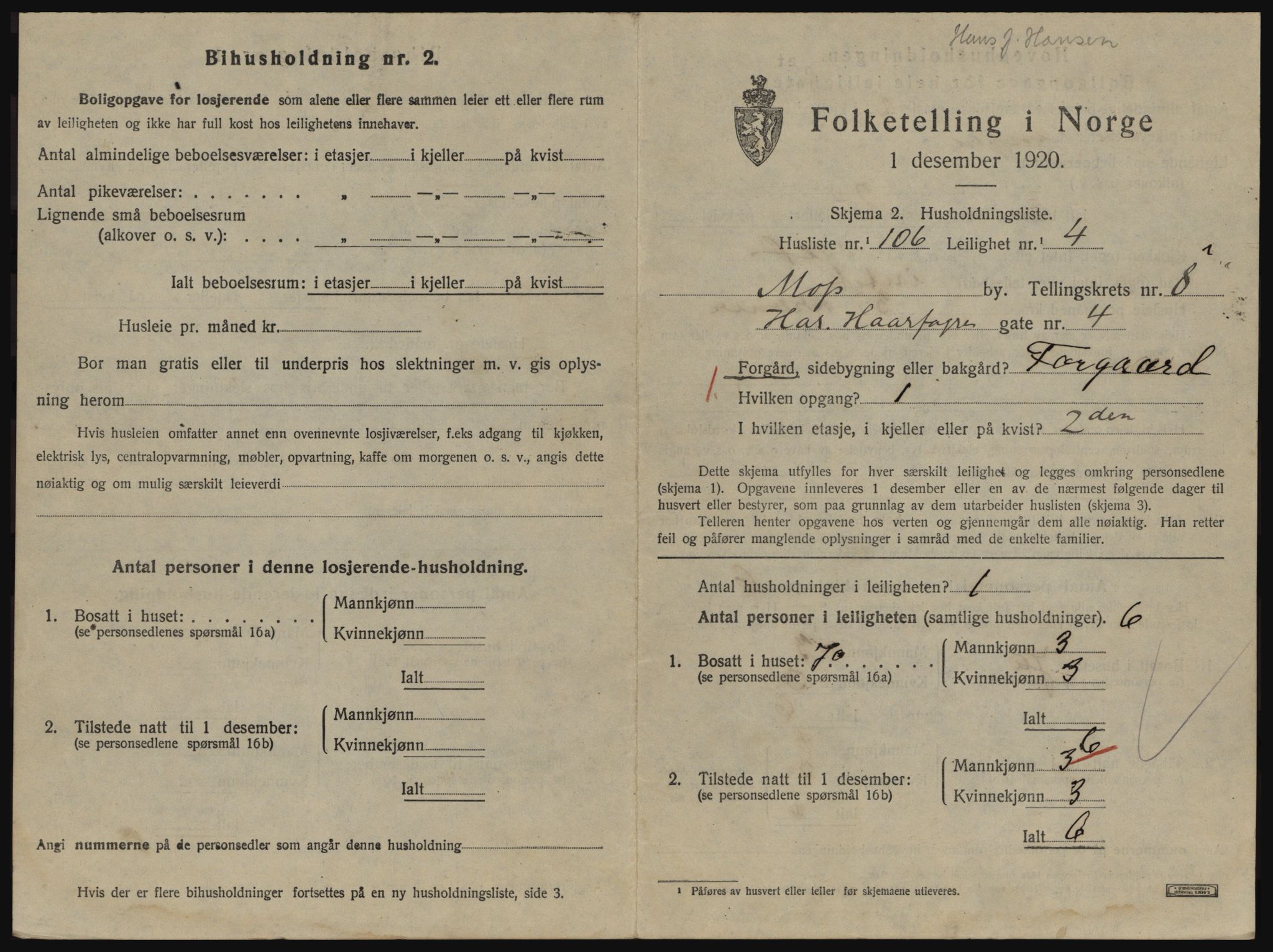 SAO, 1920 census for Moss, 1920, p. 6255