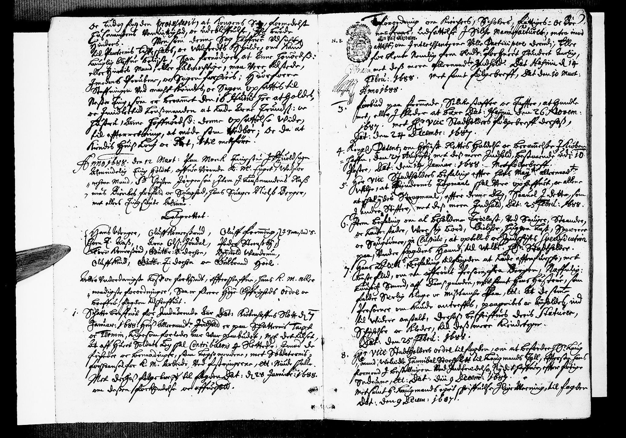 Øvre Romerike sorenskriveri, SAO/A-10649/F/Fb/L0027: Tingbok 27, 1688, p. 1b-2a