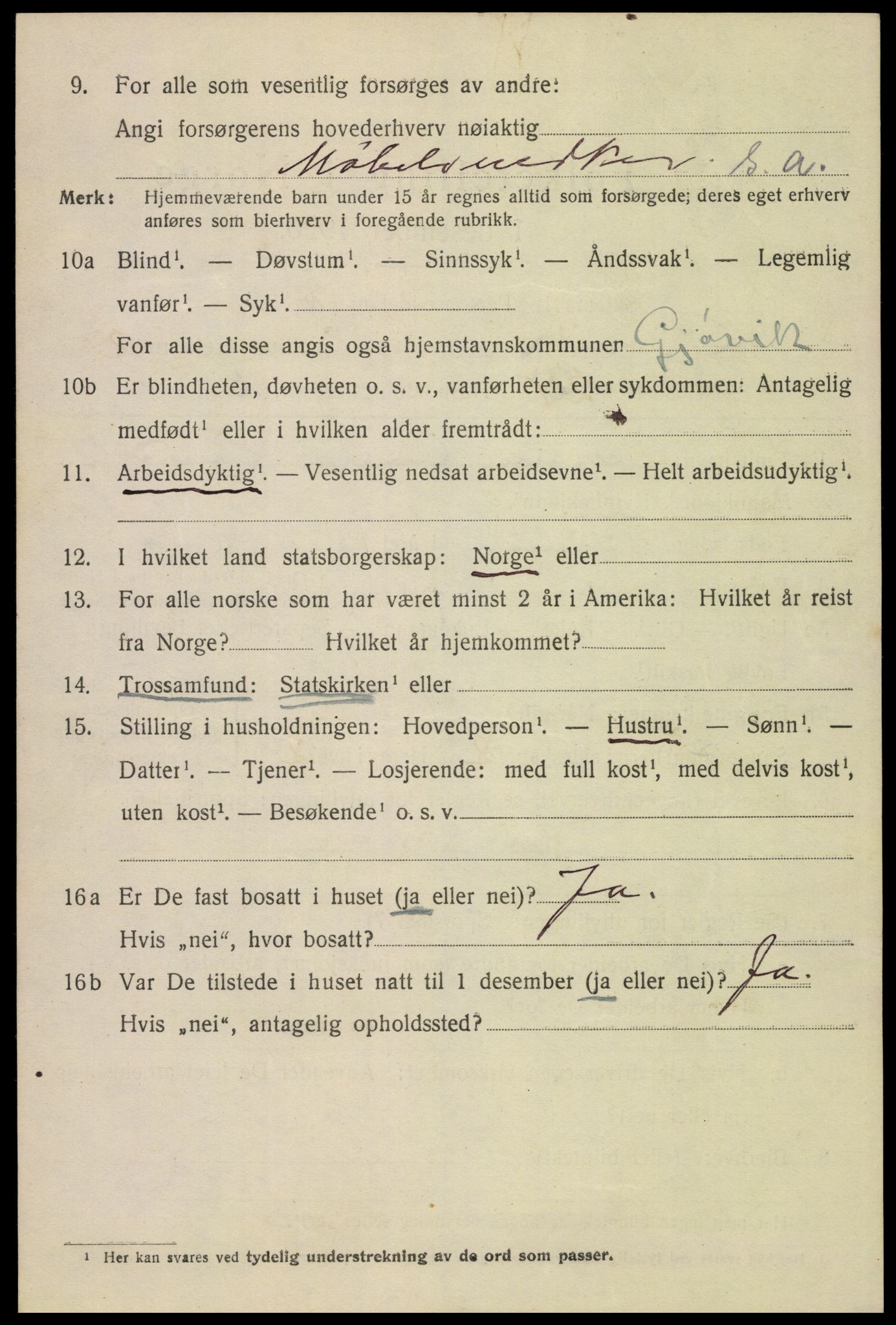 SAH, 1920 census for Gjøvik, 1920, p. 5157