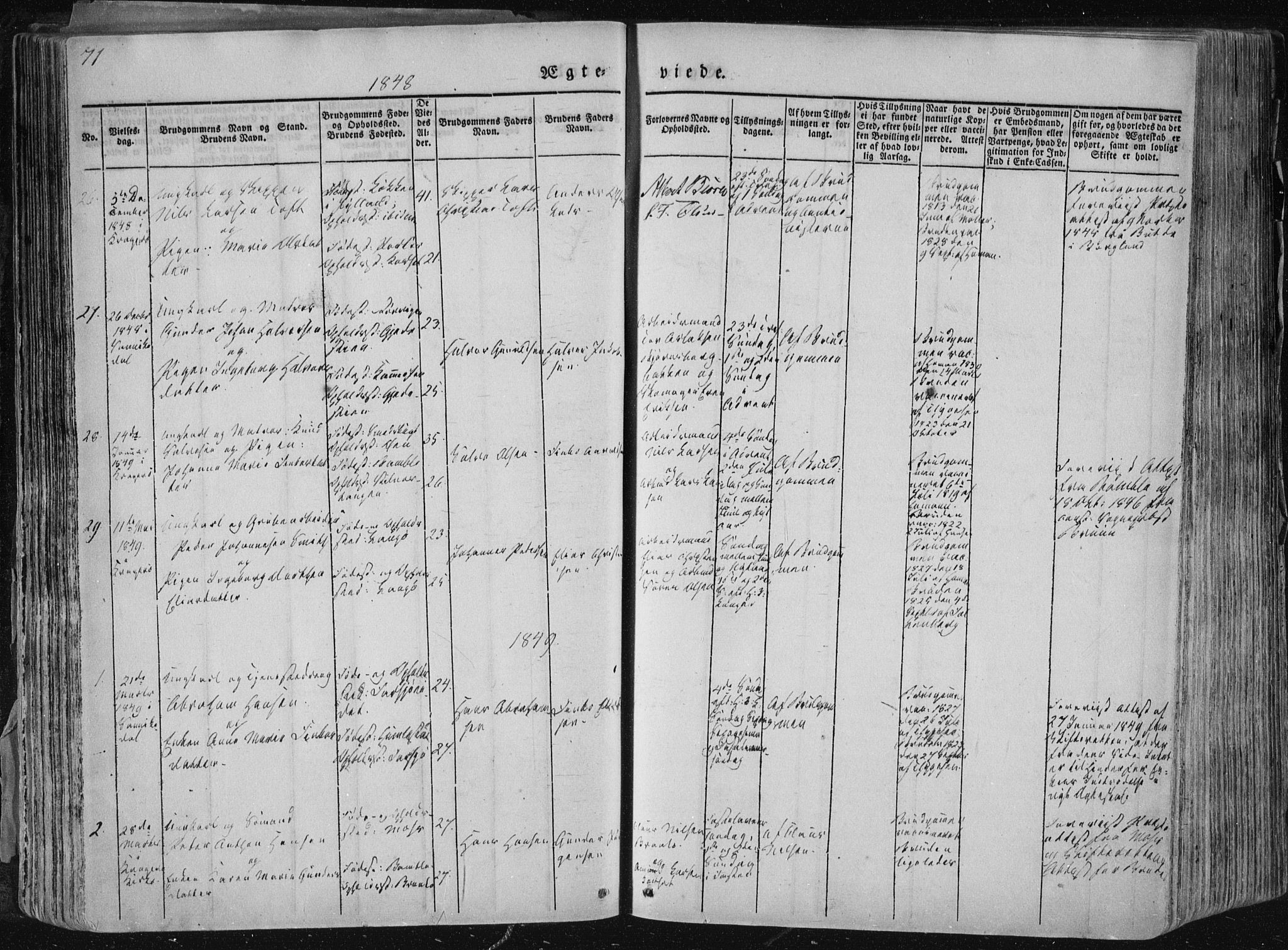 Sannidal kirkebøker, AV/SAKO-A-296/F/Fa/L0007: Parish register (official) no. 7, 1831-1854, p. 71