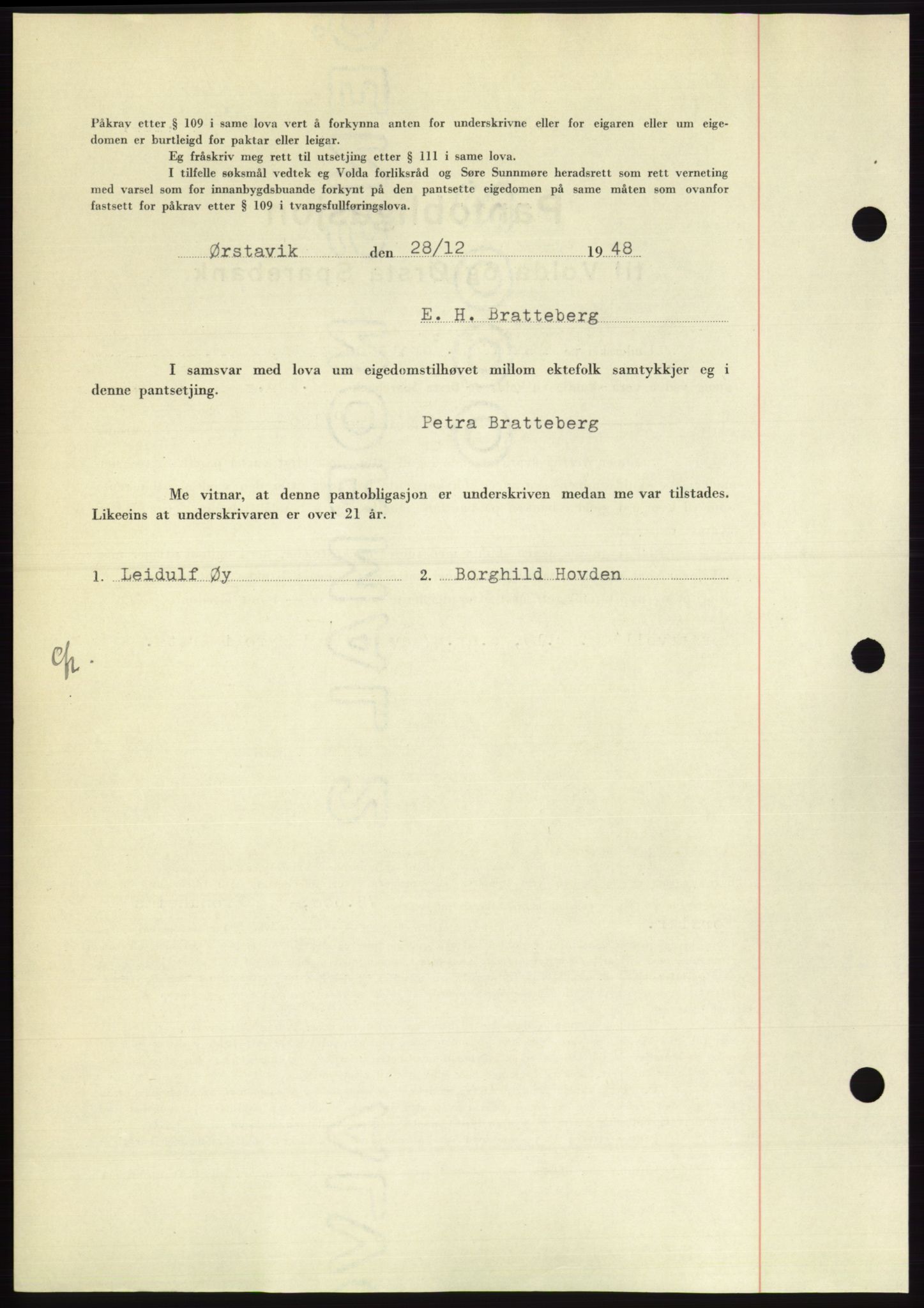 Søre Sunnmøre sorenskriveri, AV/SAT-A-4122/1/2/2C/L0116: Mortgage book no. 4B, 1948-1949, Diary no: : 15/1949