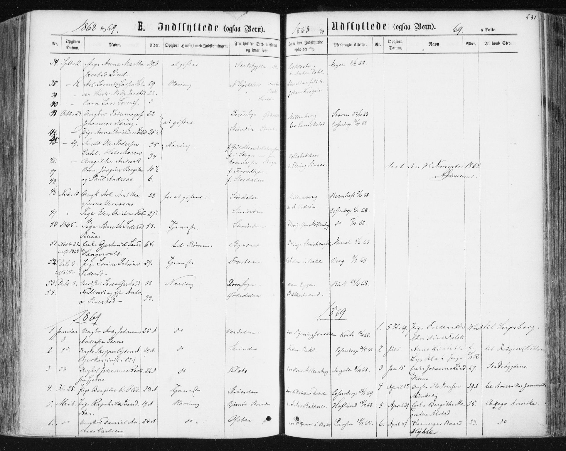 Ministerialprotokoller, klokkerbøker og fødselsregistre - Sør-Trøndelag, SAT/A-1456/604/L0186: Parish register (official) no. 604A07, 1866-1877, p. 581