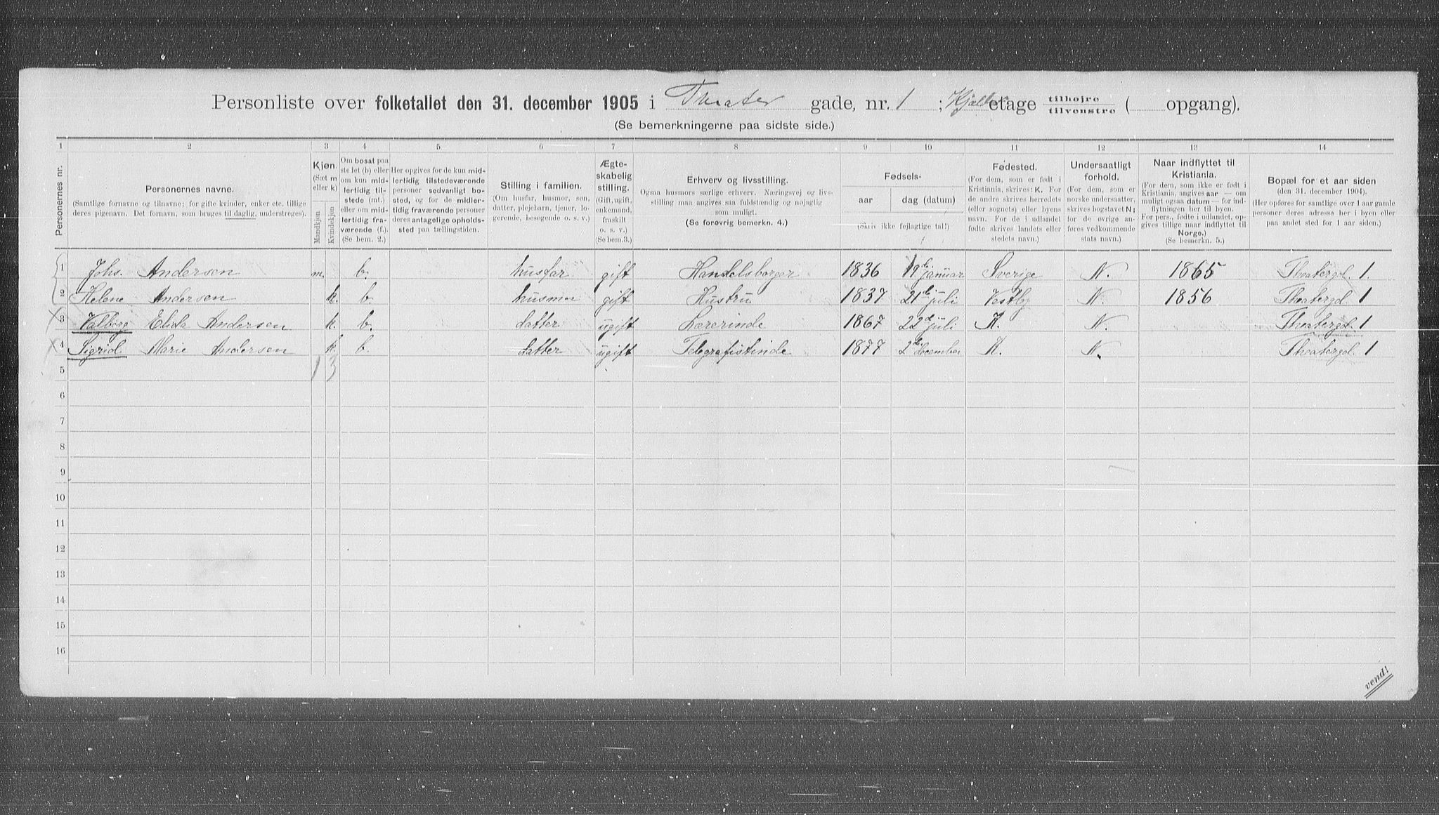 OBA, Municipal Census 1905 for Kristiania, 1905, p. 56253