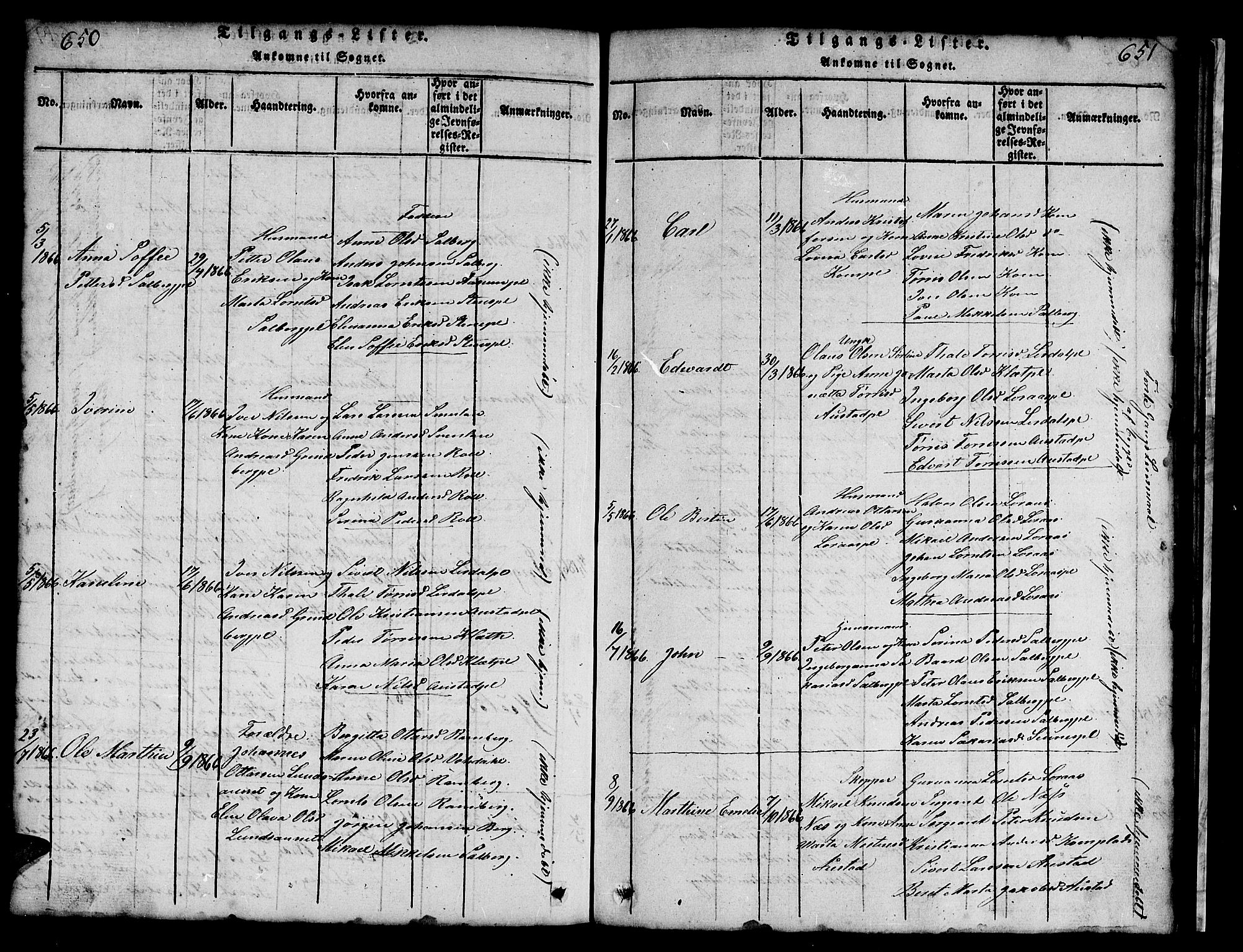 Ministerialprotokoller, klokkerbøker og fødselsregistre - Nord-Trøndelag, AV/SAT-A-1458/731/L0310: Parish register (copy) no. 731C01, 1816-1874, p. 650-651