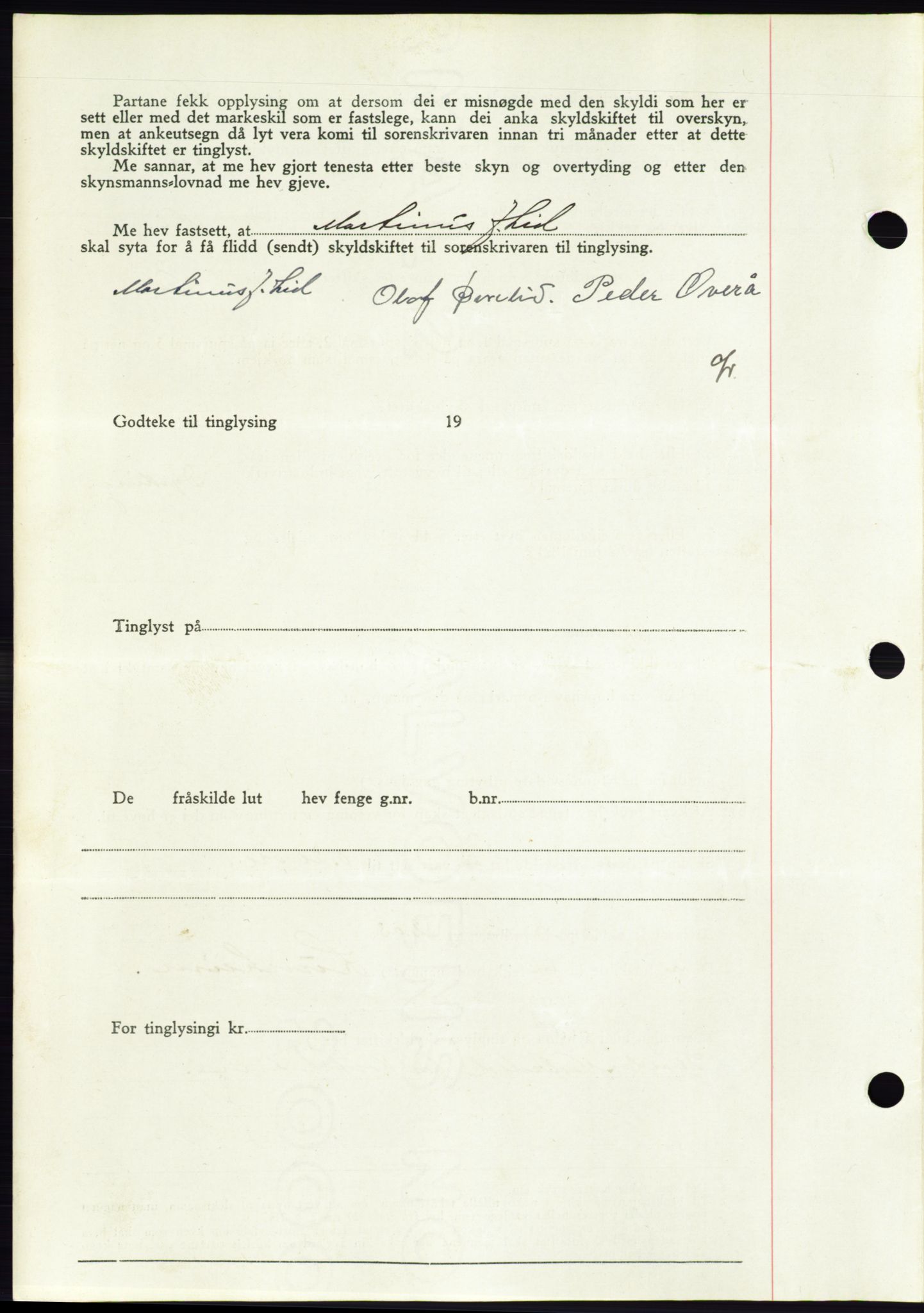 Søre Sunnmøre sorenskriveri, AV/SAT-A-4122/1/2/2C/L0075: Mortgage book no. 1A, 1943-1943, Diary no: : 734/1943