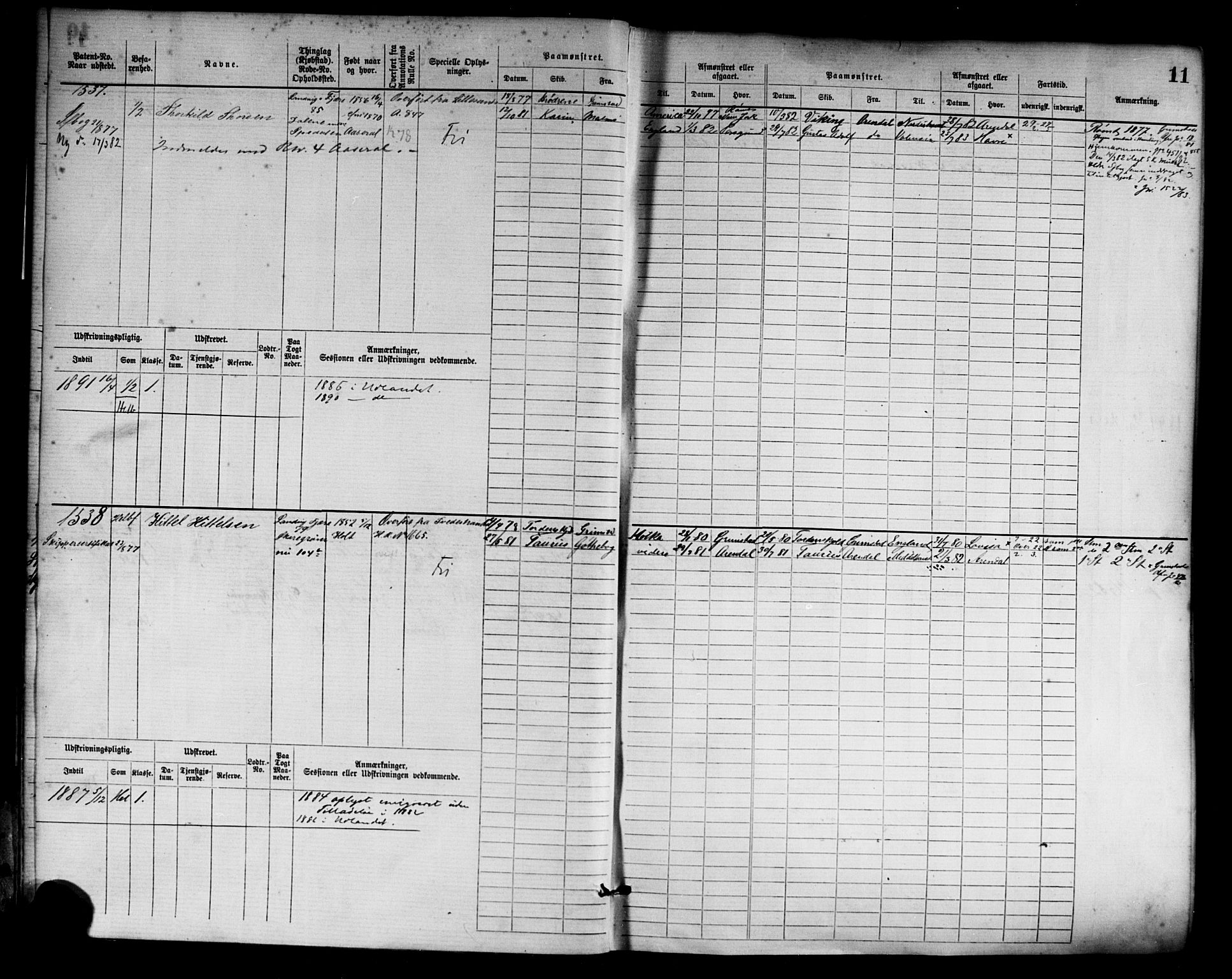 Grimstad mønstringskrets, AV/SAK-2031-0013/F/Fb/L0003: Hovedrulle nr 1517-2276, F-6, 1877-1888, p. 14