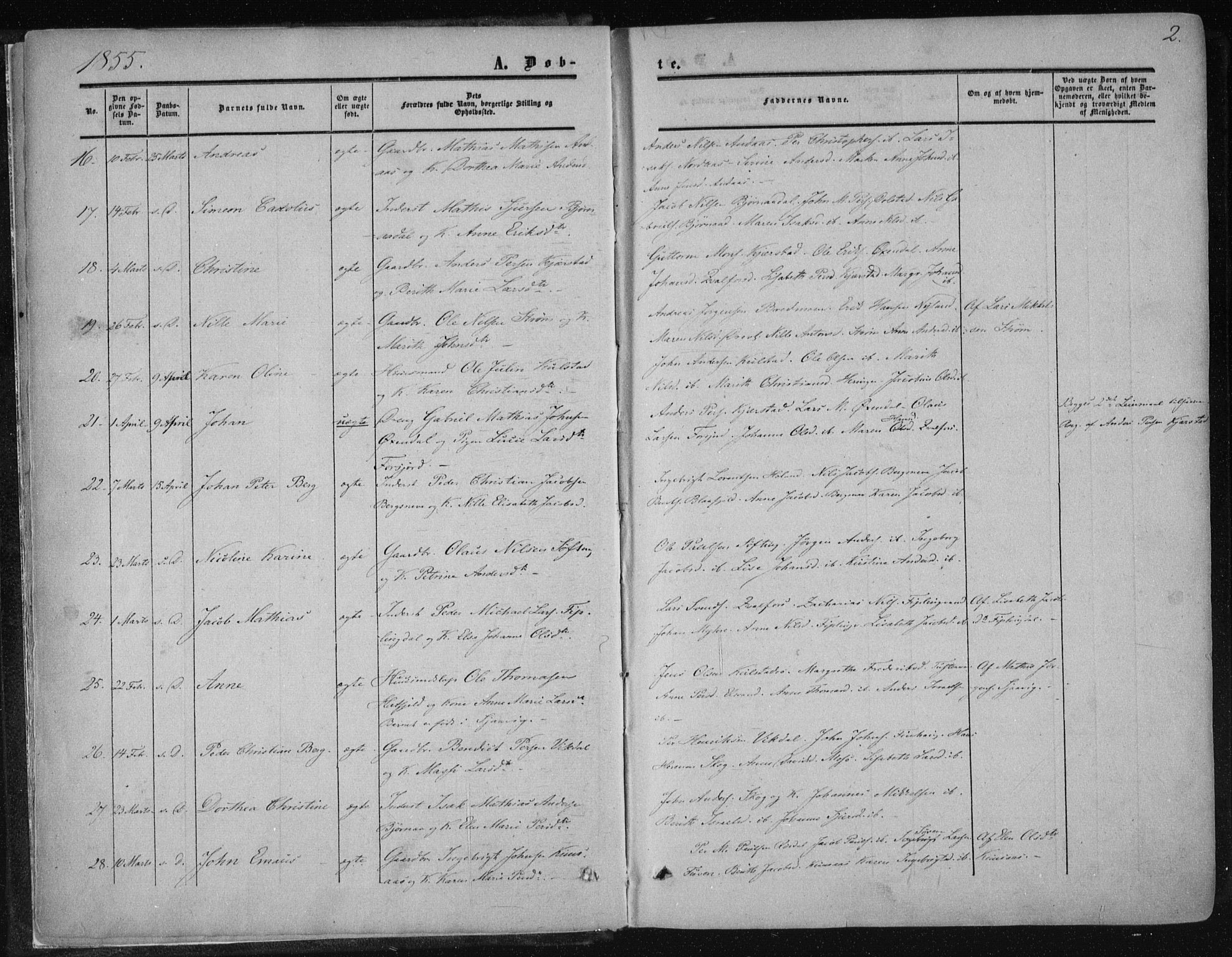 Ministerialprotokoller, klokkerbøker og fødselsregistre - Nordland, SAT/A-1459/820/L0293: Parish register (official) no. 820A14, 1855-1865, p. 2