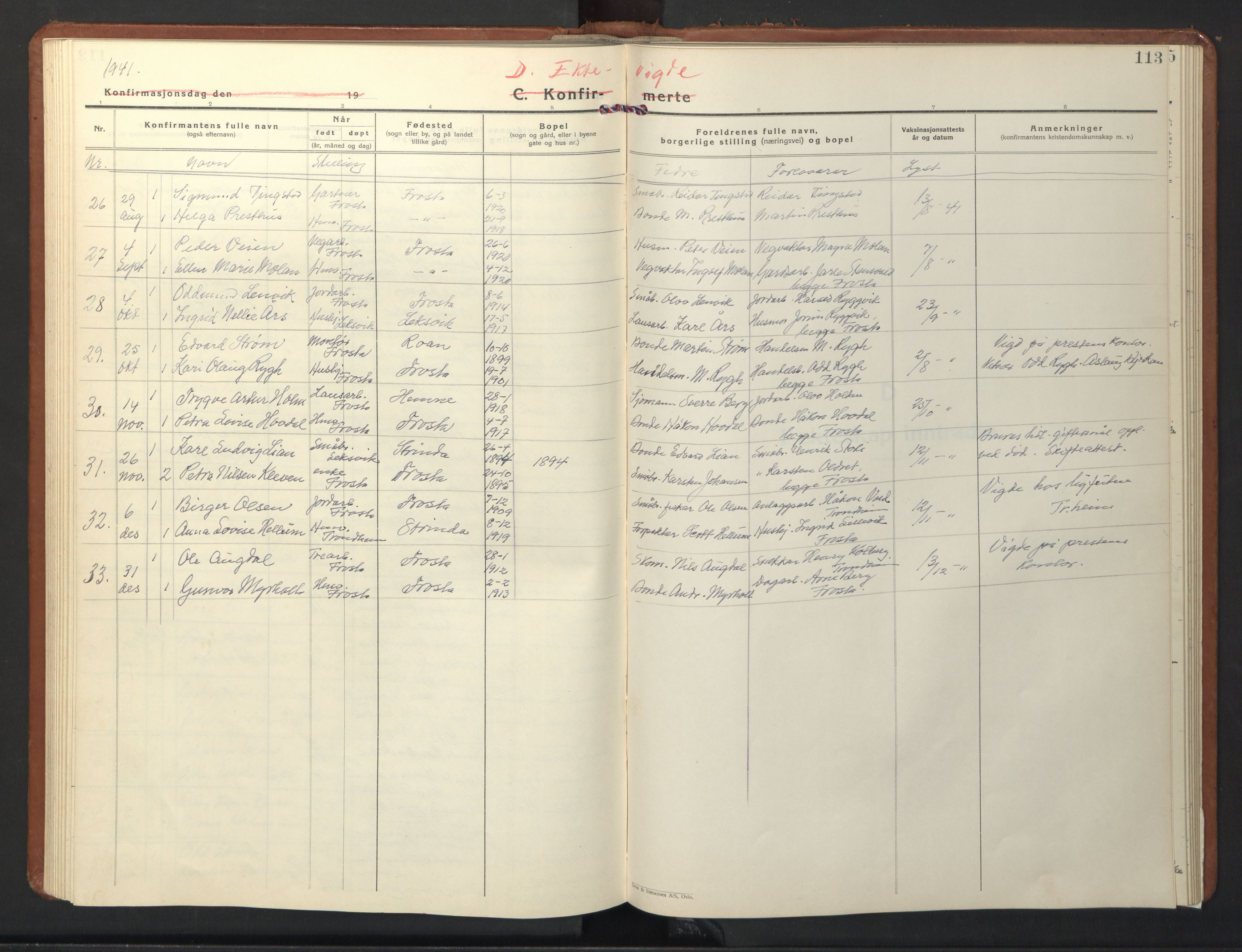 Ministerialprotokoller, klokkerbøker og fødselsregistre - Nord-Trøndelag, SAT/A-1458/713/L0125: Parish register (copy) no. 713C02, 1931-1941, p. 113