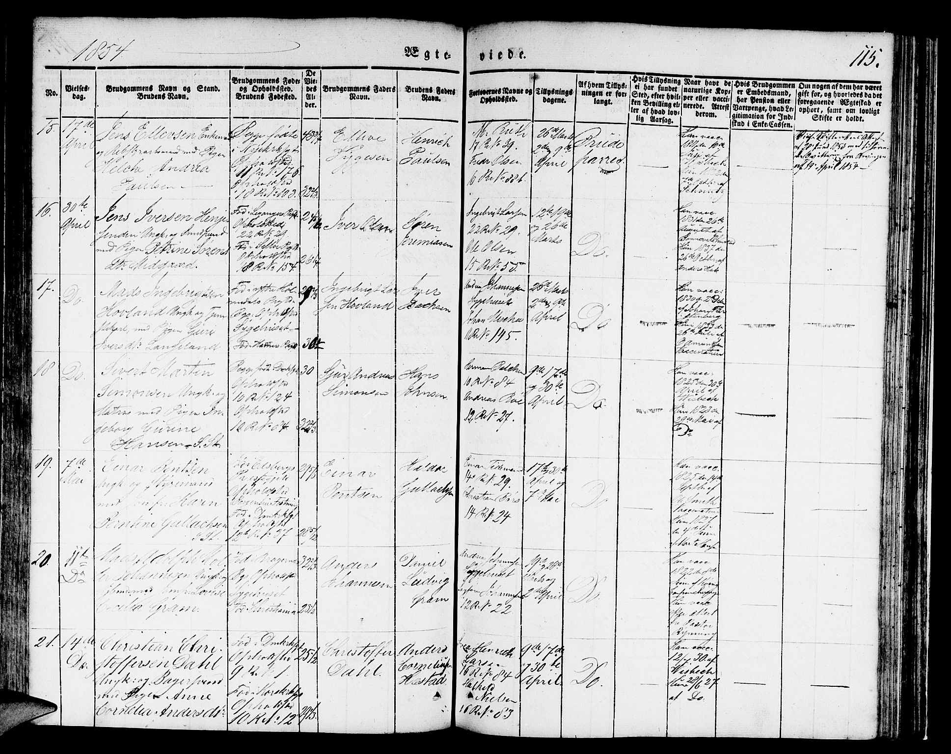 Domkirken sokneprestembete, SAB/A-74801/H/Hab/L0029: Parish register (copy) no. D 1, 1839-1857, p. 115